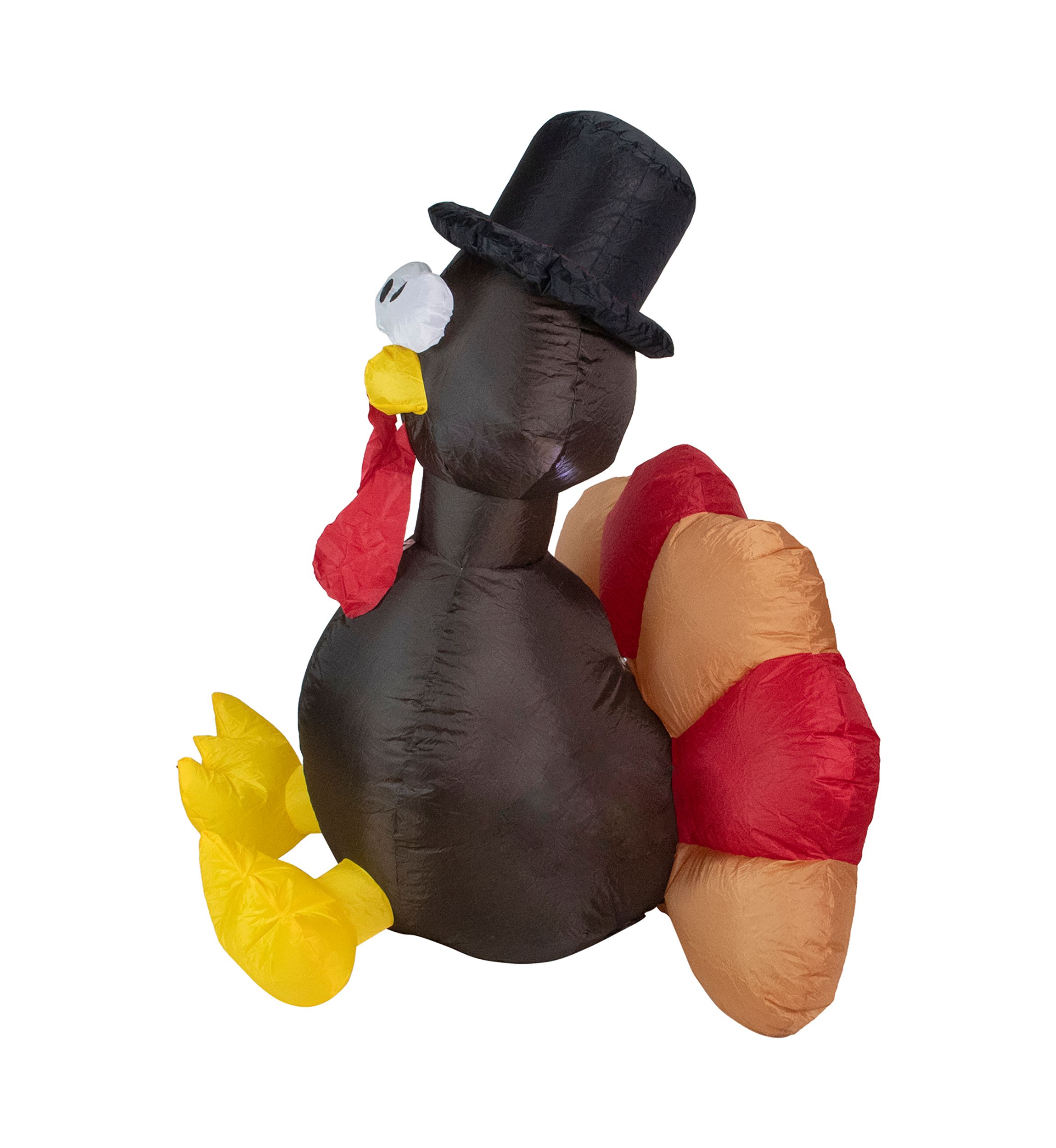 4 Feet Red and Brown Inflatable Lighted Thanksgiving Turkey Outdoor Decor