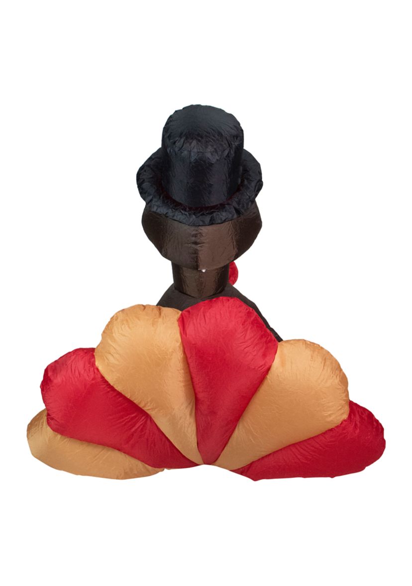 4 Feet Red and Brown Inflatable Lighted Thanksgiving Turkey Outdoor Decor
