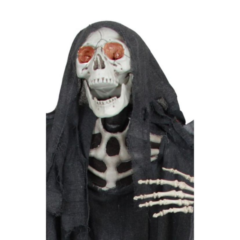 66" Pre-Lit Black and Red Sonic Skeletal Reaper with Wings Halloween Decor
