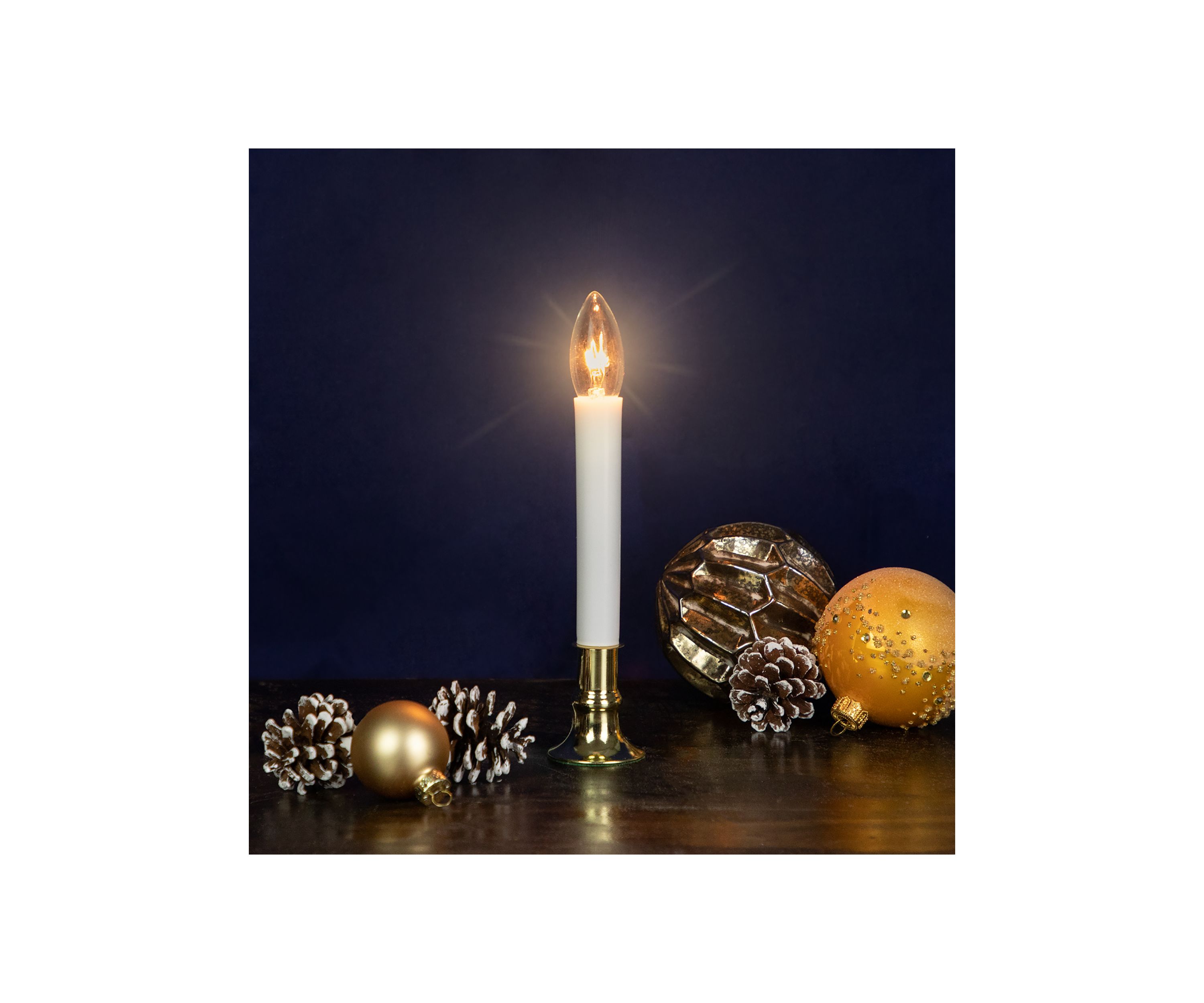 9Inch White and Gold C7 Light Christmas Candle Lamp with Timer