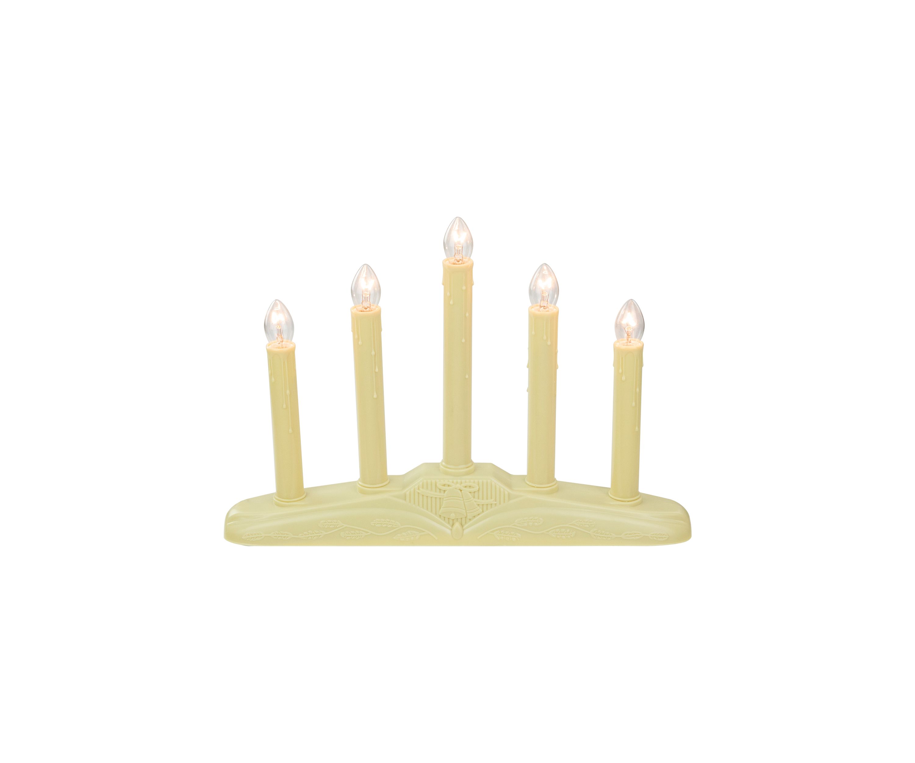 14.5Inch Ivory 5-Lights Christmas Chandelier on Holly Berry and Bell Base Candle Lamp