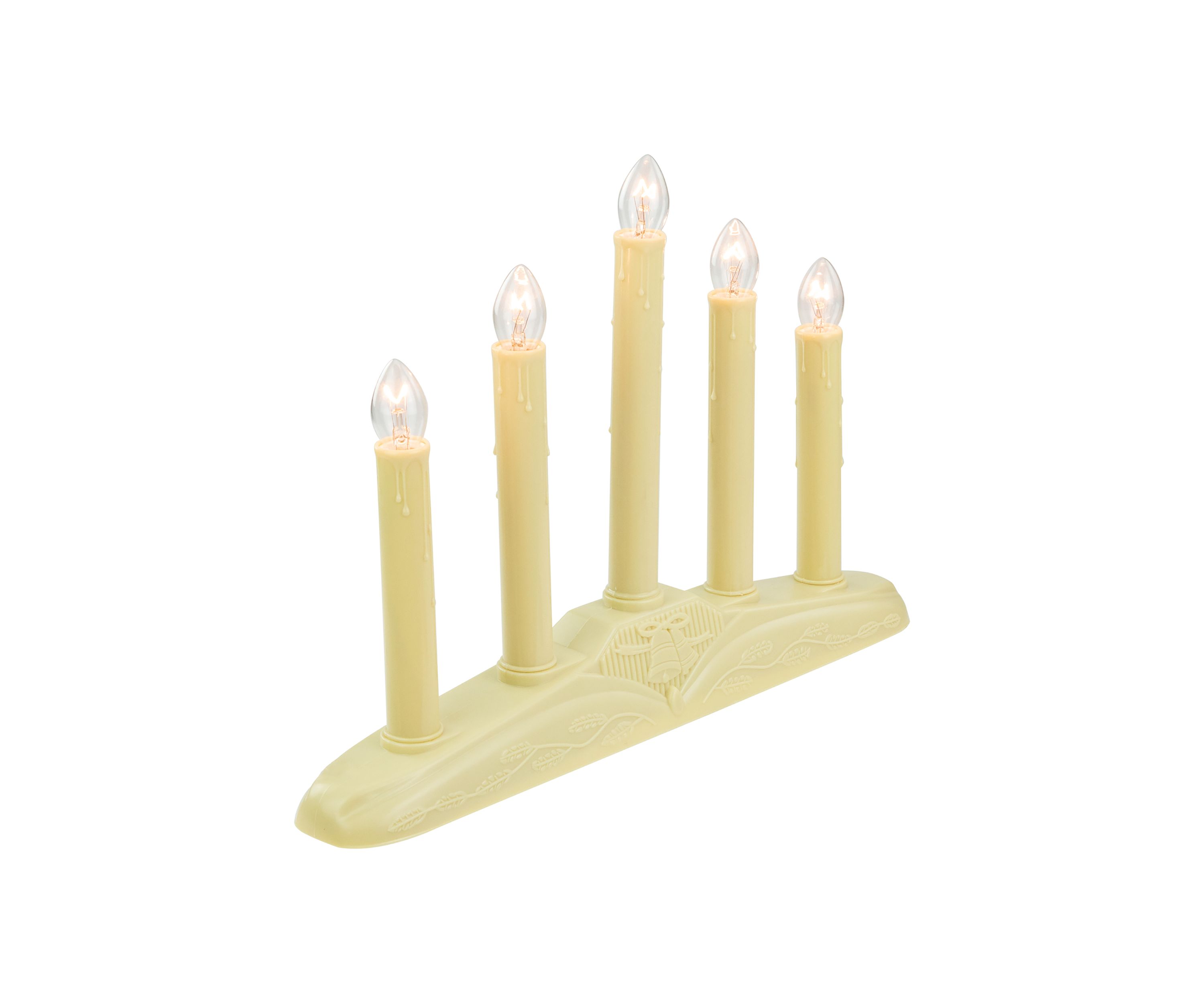 14.5Inch Ivory 5-Lights Christmas Chandelier on Holly Berry and Bell Base Candle Lamp