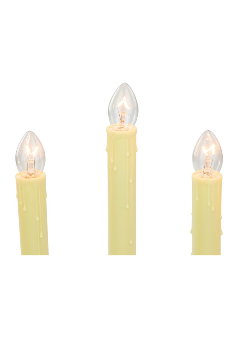 14.5Inch Ivory 5-Lights Christmas Chandelier on Holly Berry and Bell Base Candle Lamp