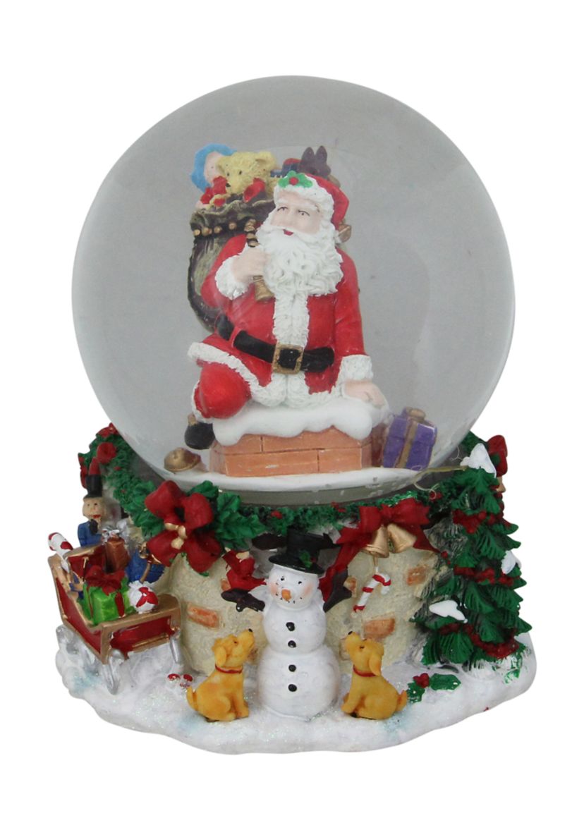 7Inch Santa Claus in Chimney Musical Christmas Snow Globe