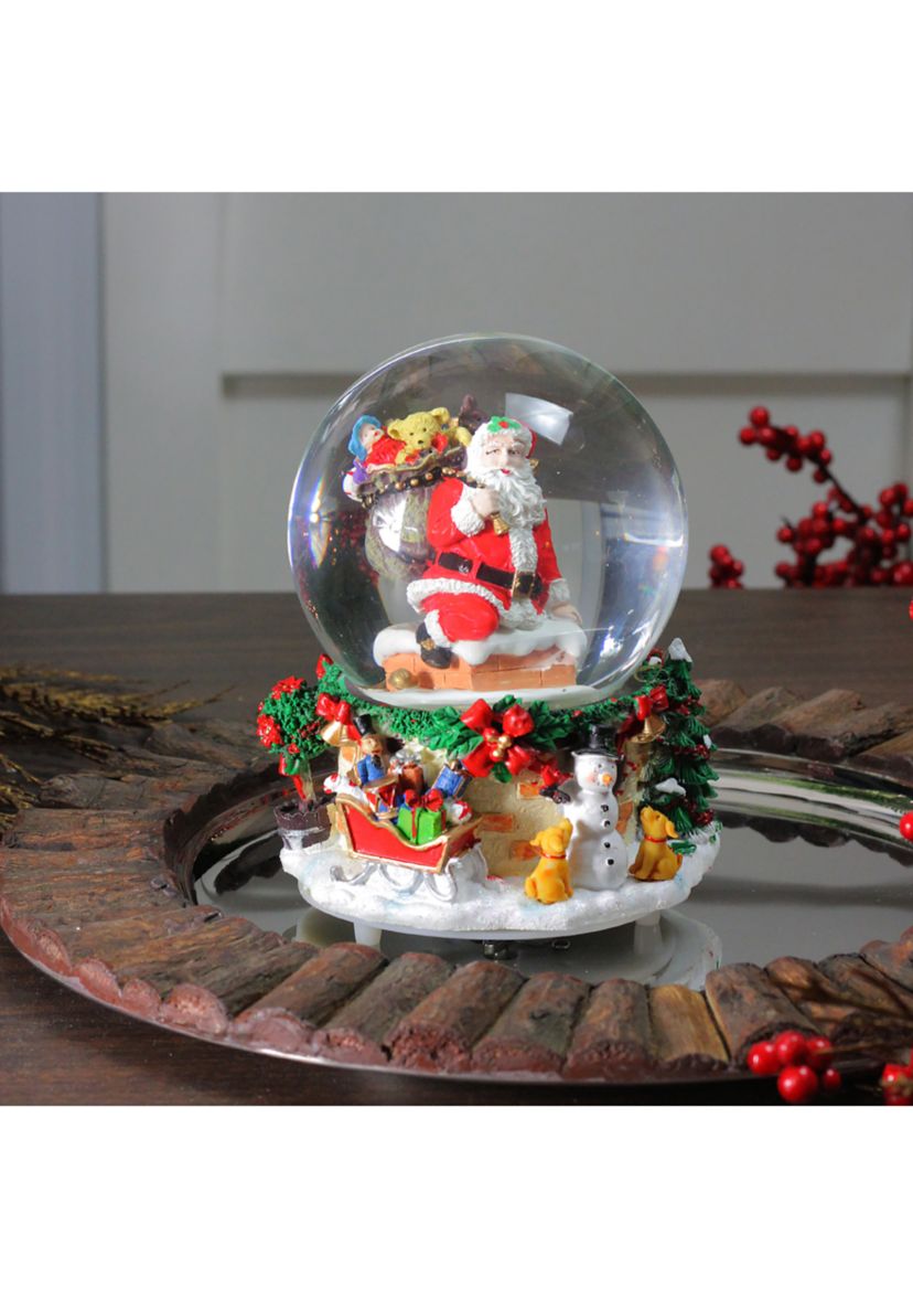 7Inch Santa Claus in Chimney Musical Christmas Snow Globe