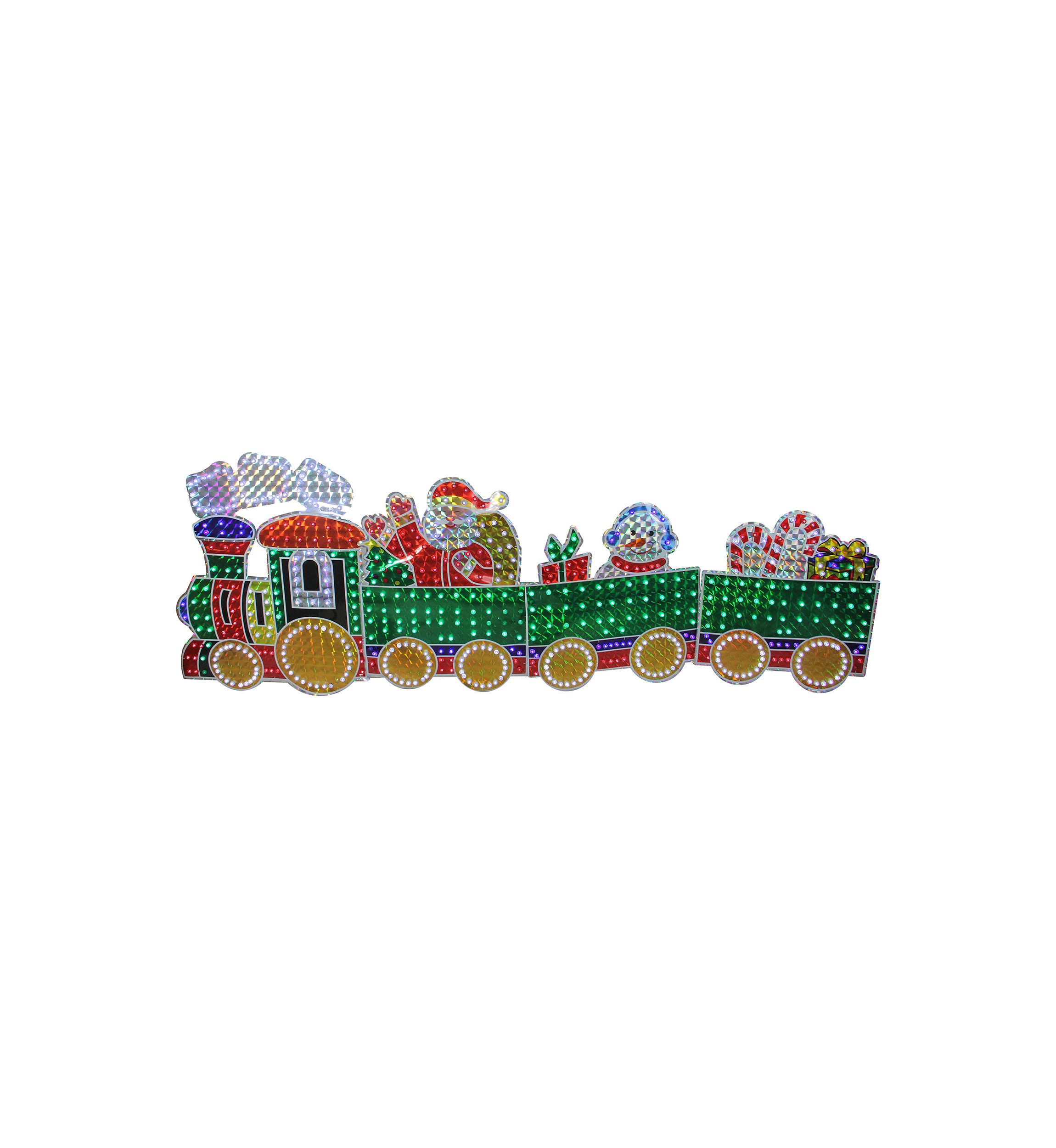 4-Piece Holographic LED Lighted Motion Train Set Outdoor Christmas Decoration