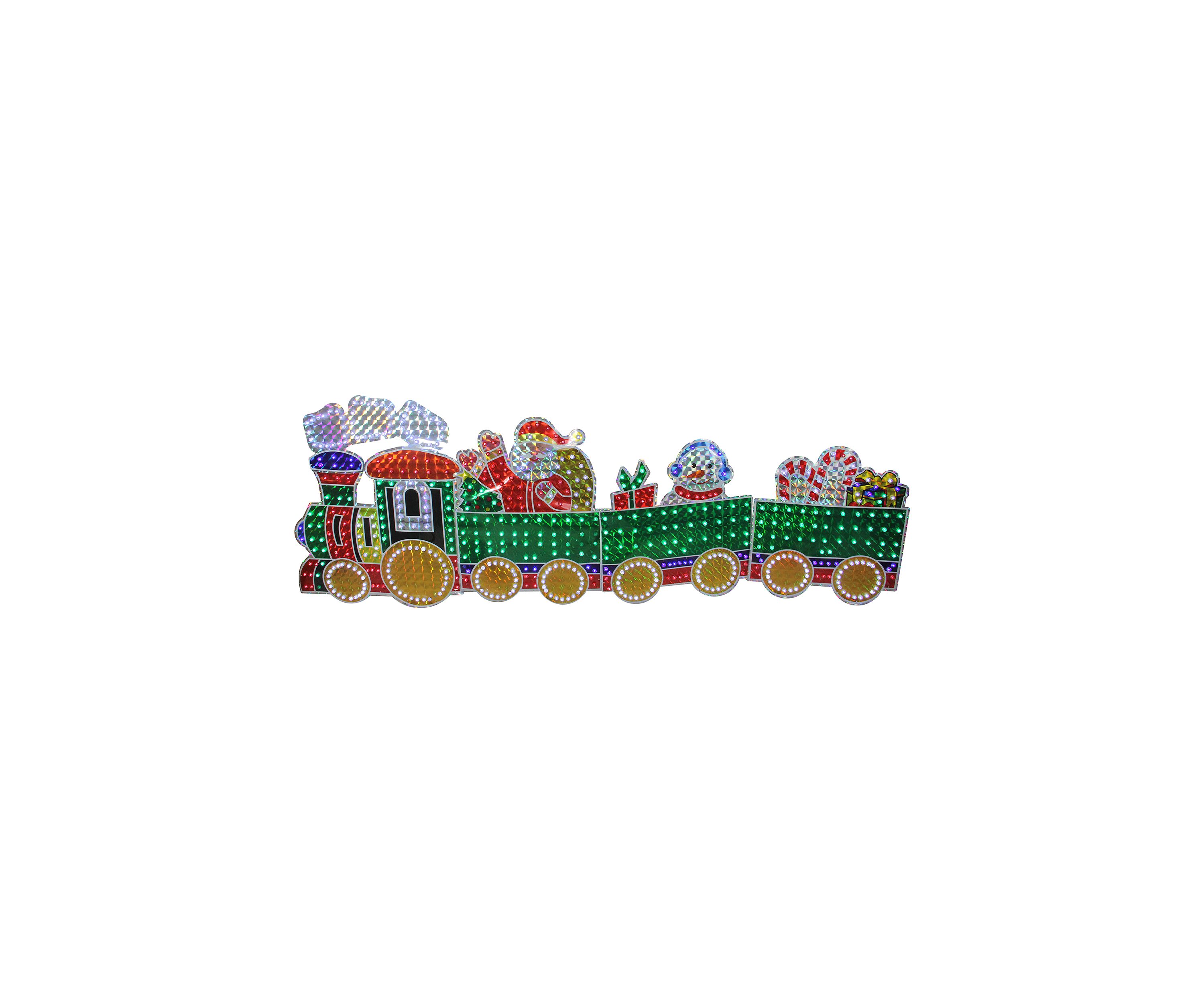 4-Piece Holographic LED Lighted Motion Train Set Outdoor Christmas Decoration