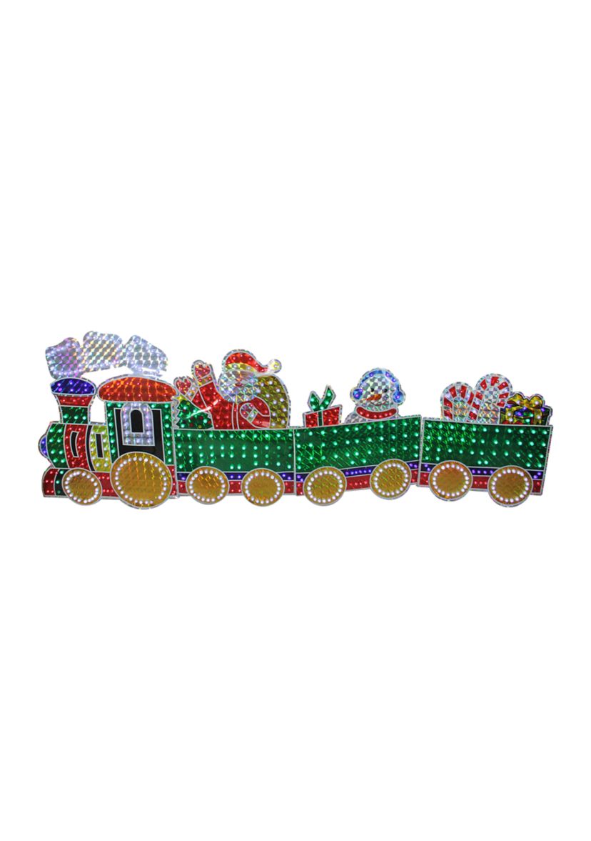 4-Piece Holographic LED Lighted Motion Train Set Outdoor Christmas Decoration