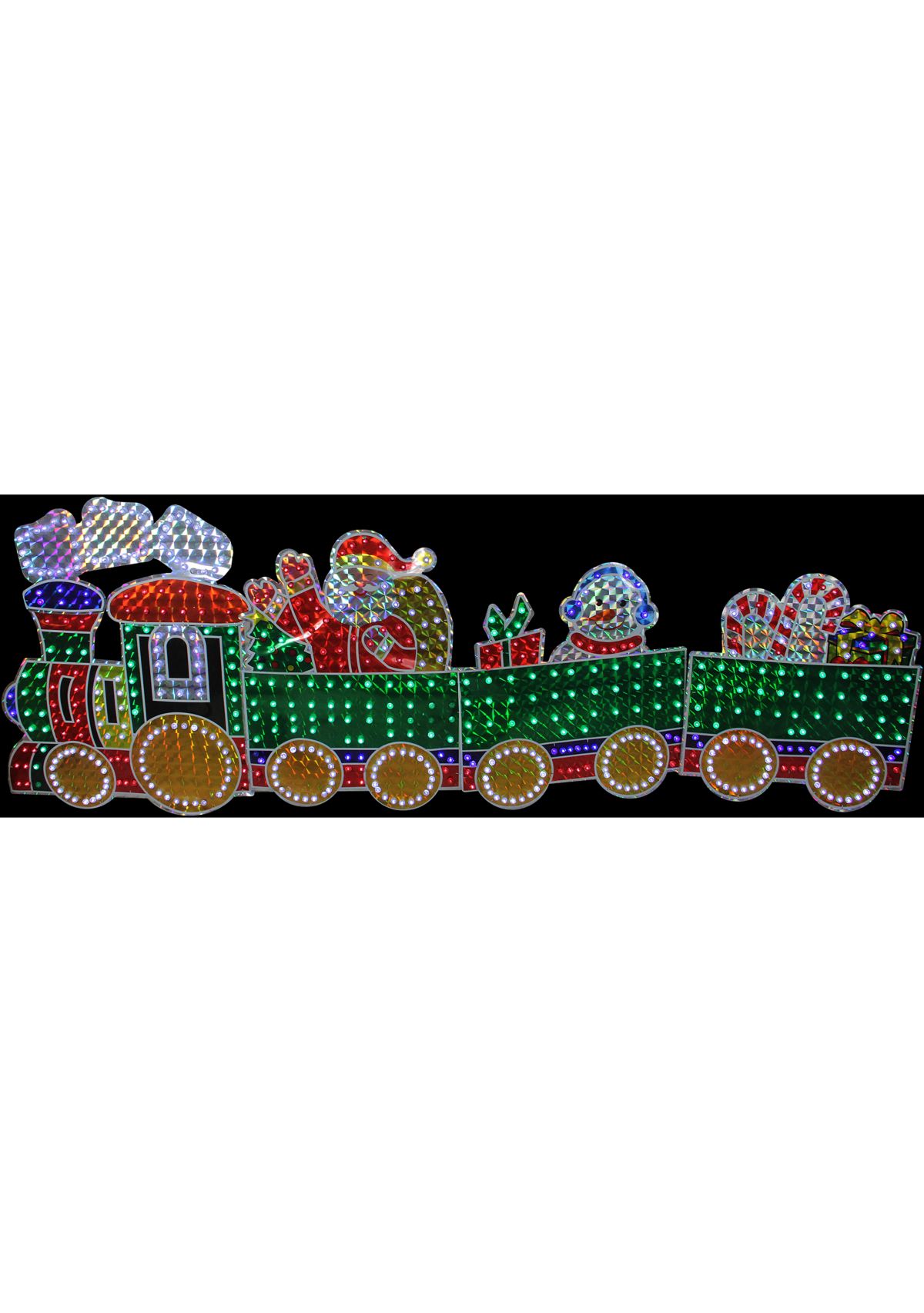 4-Piece Holographic LED Lighted Motion Train Set Outdoor Christmas Decoration