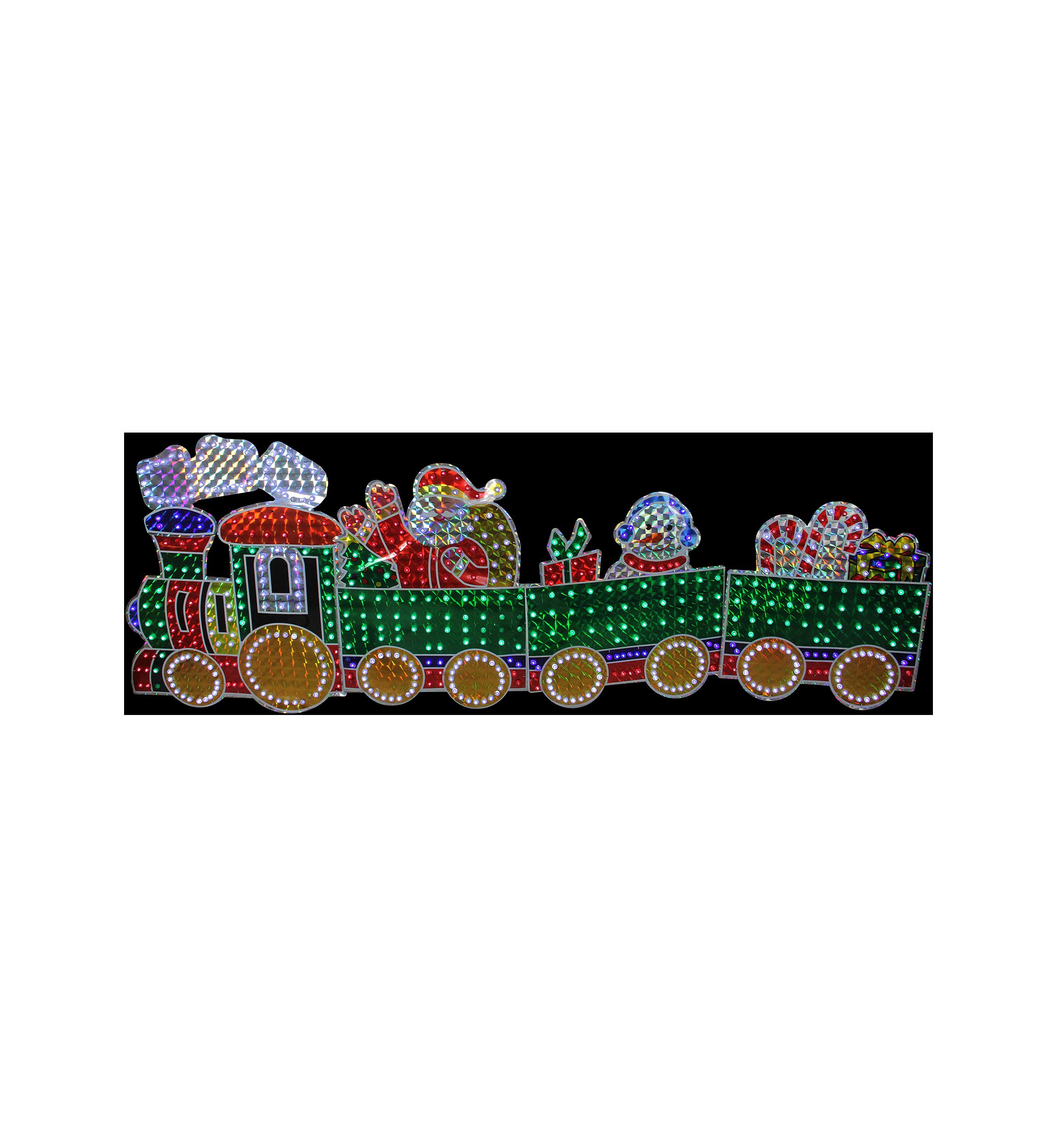 4-Piece Holographic LED Lighted Motion Train Set Outdoor Christmas Decoration