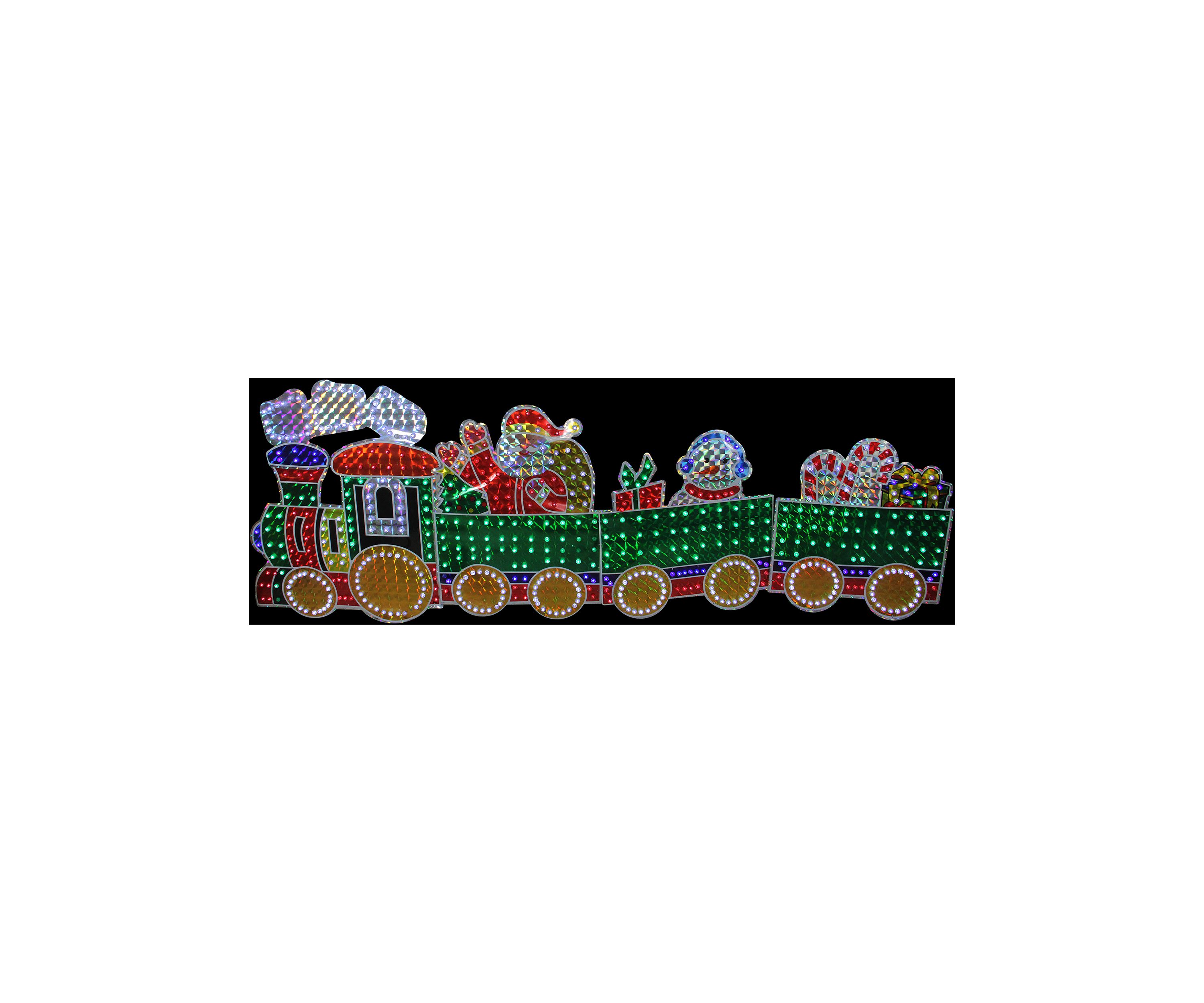 4-Piece Holographic LED Lighted Motion Train Set Outdoor Christmas Decoration