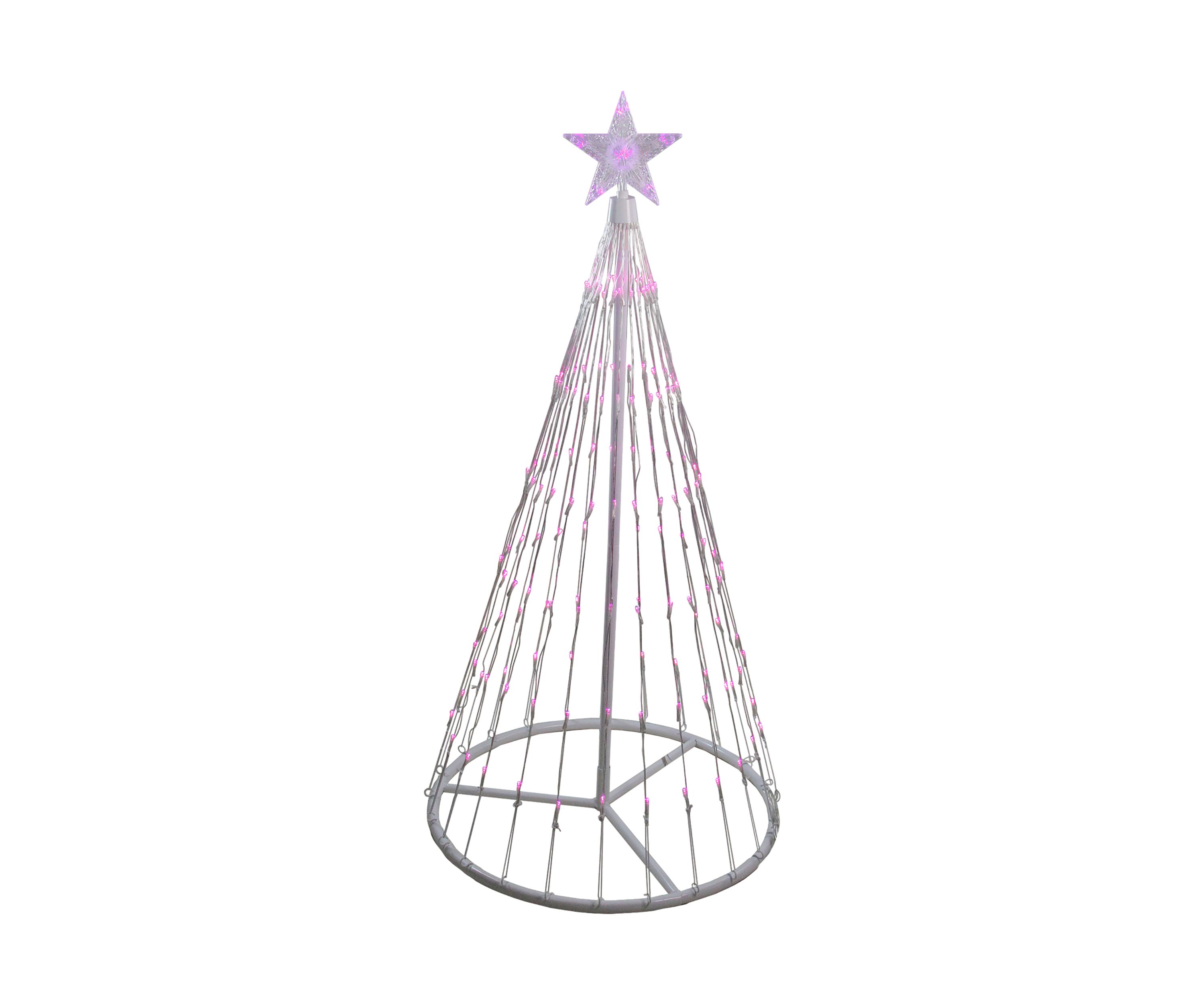 4 Pink LED Lighted Show Cone Christmas Tree Outdoor Decoration