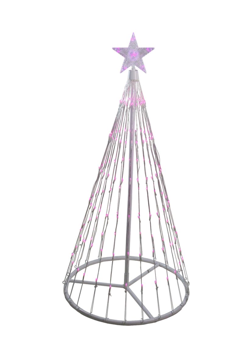 4 Pink LED Lighted Show Cone Christmas Tree Outdoor Decoration