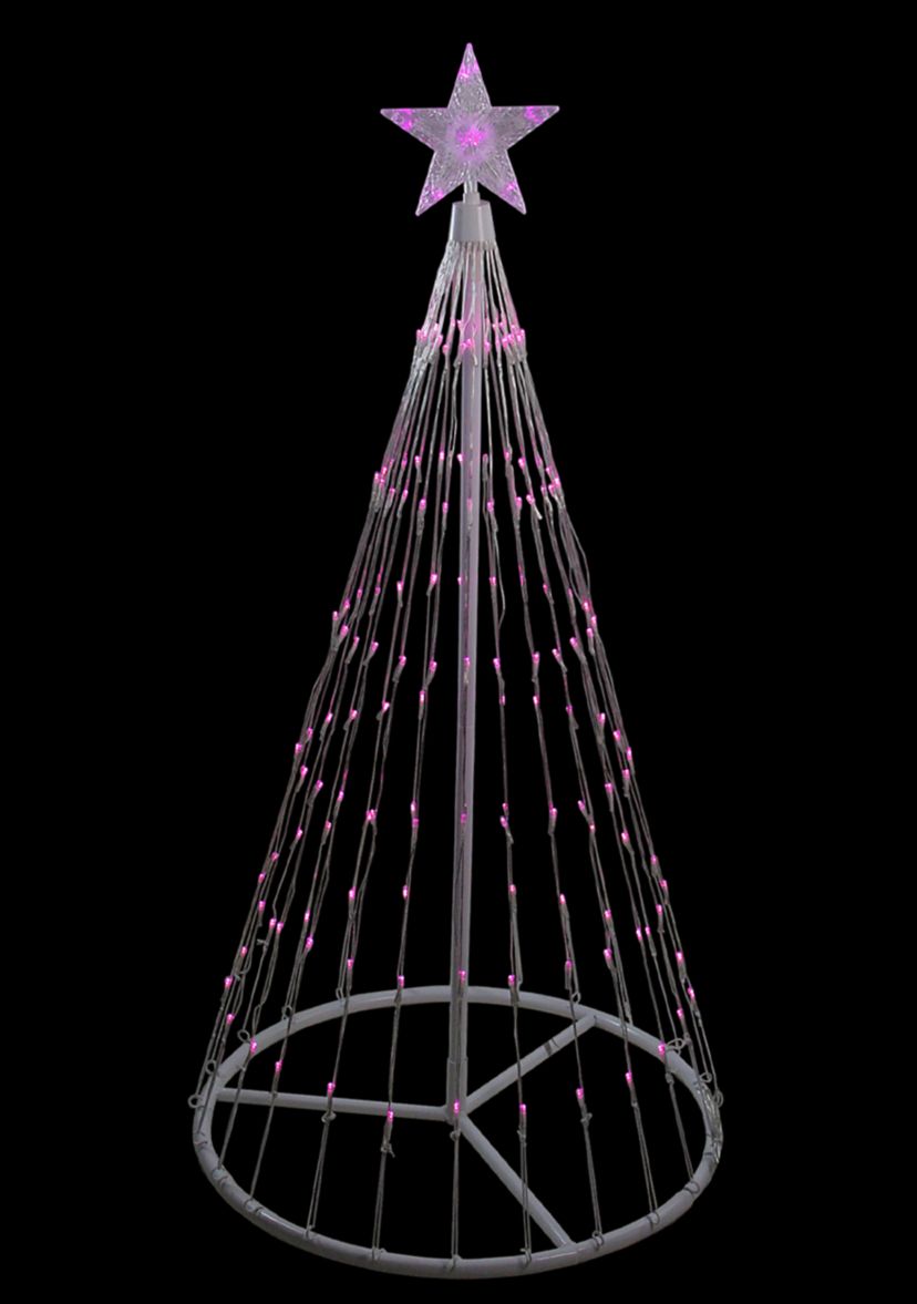 4 Pink LED Lighted Show Cone Christmas Tree Outdoor Decoration
