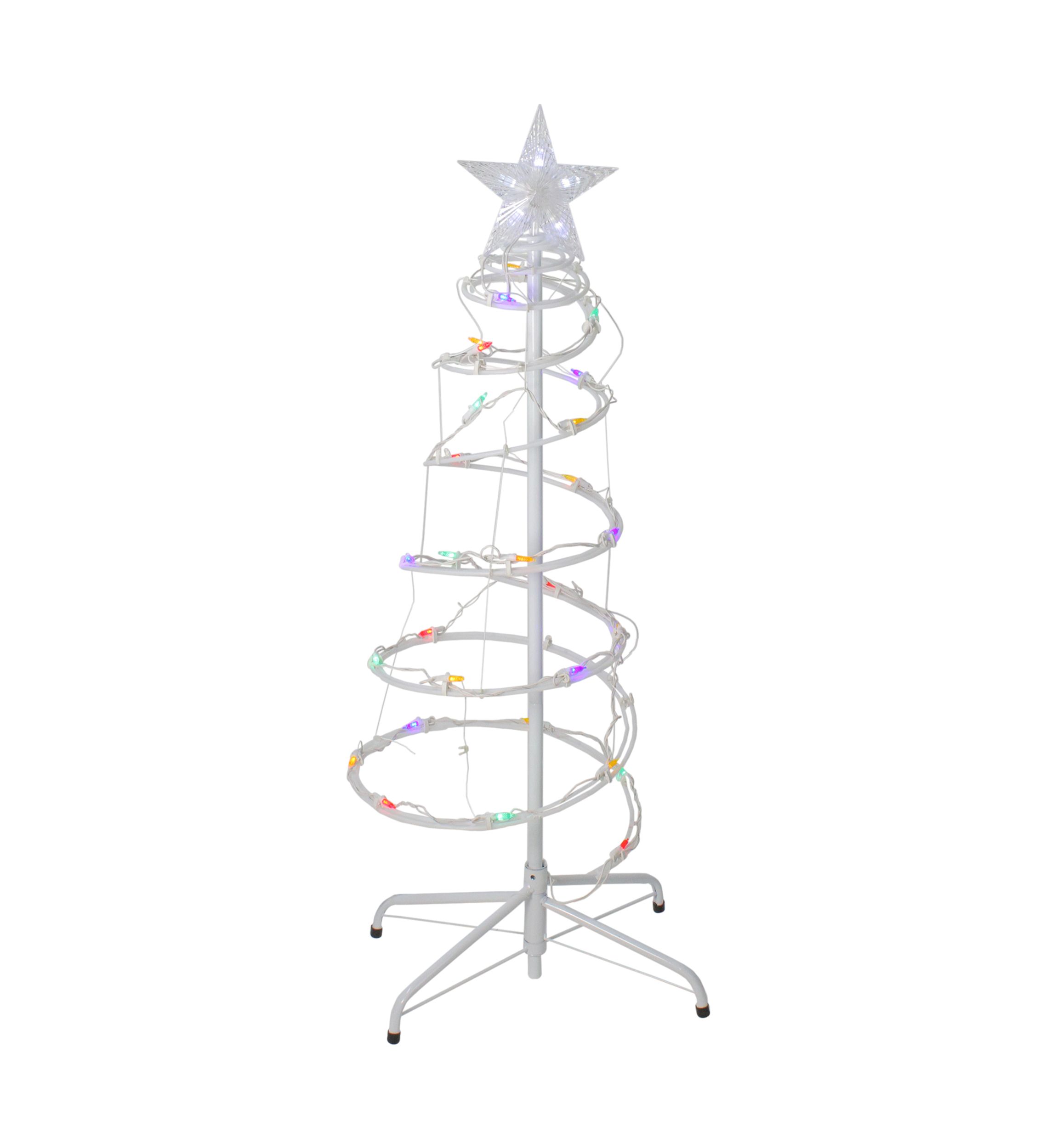 Set of 2 Multi-Color LED Lighted Spiral Cone Tree Outdoor Christmas Decorations - 48Inch