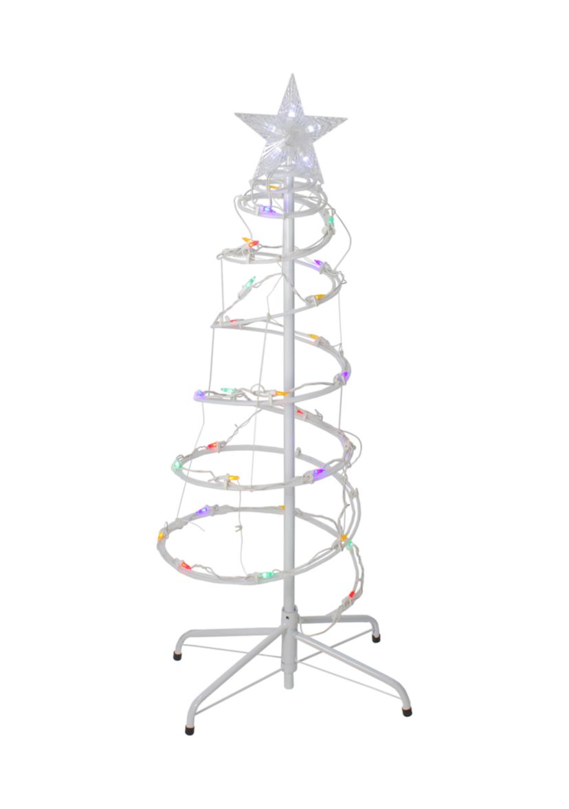 Set of 2 Multi-Color LED Lighted Spiral Cone Tree Outdoor Christmas Decorations - 48Inch
