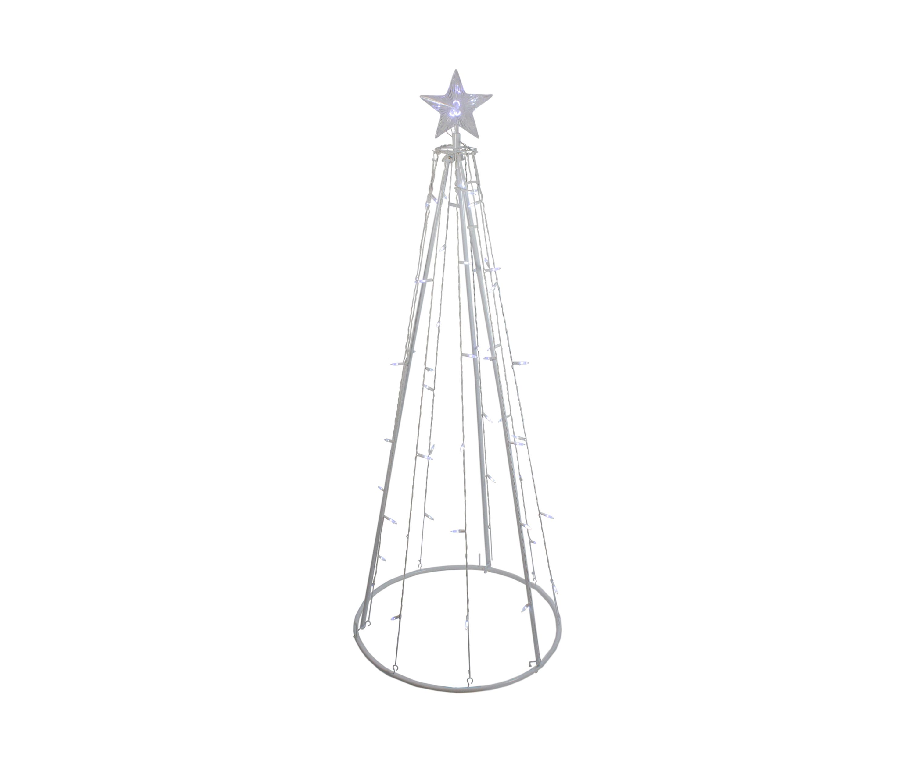 5 Pure White LED Lighted Cone Tree Outdoor Christmas Decoration