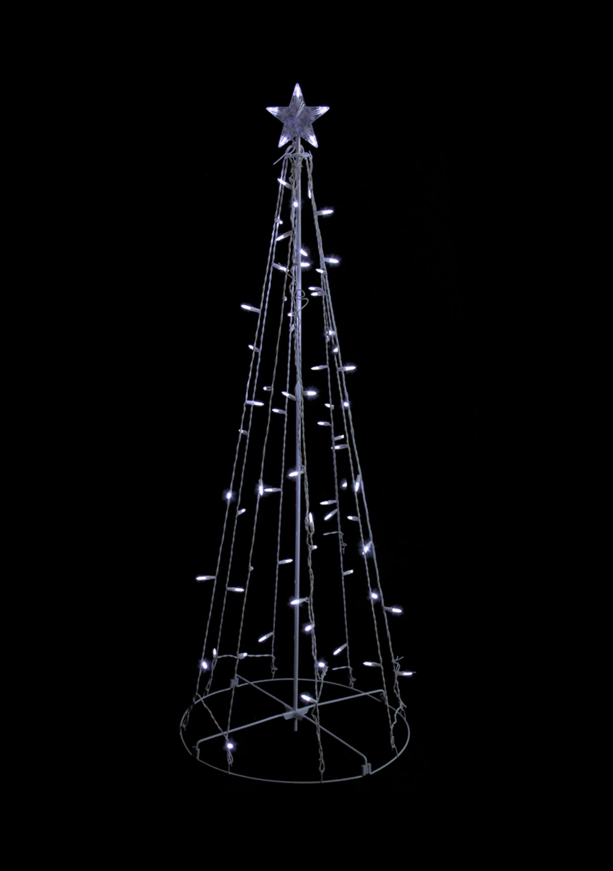 5 Pure White LED Lighted Cone Tree Outdoor Christmas Decoration