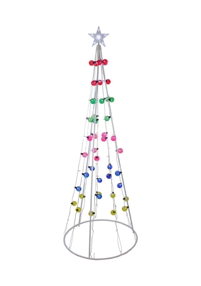 6 Multi-Colored Lighted Show Cone Christmas Tree Outdoor Decoration