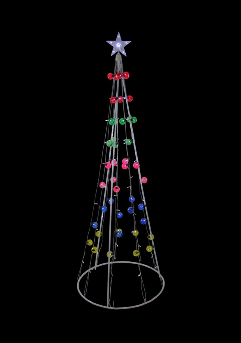 6 Multi-Colored Lighted Show Cone Christmas Tree Outdoor Decoration