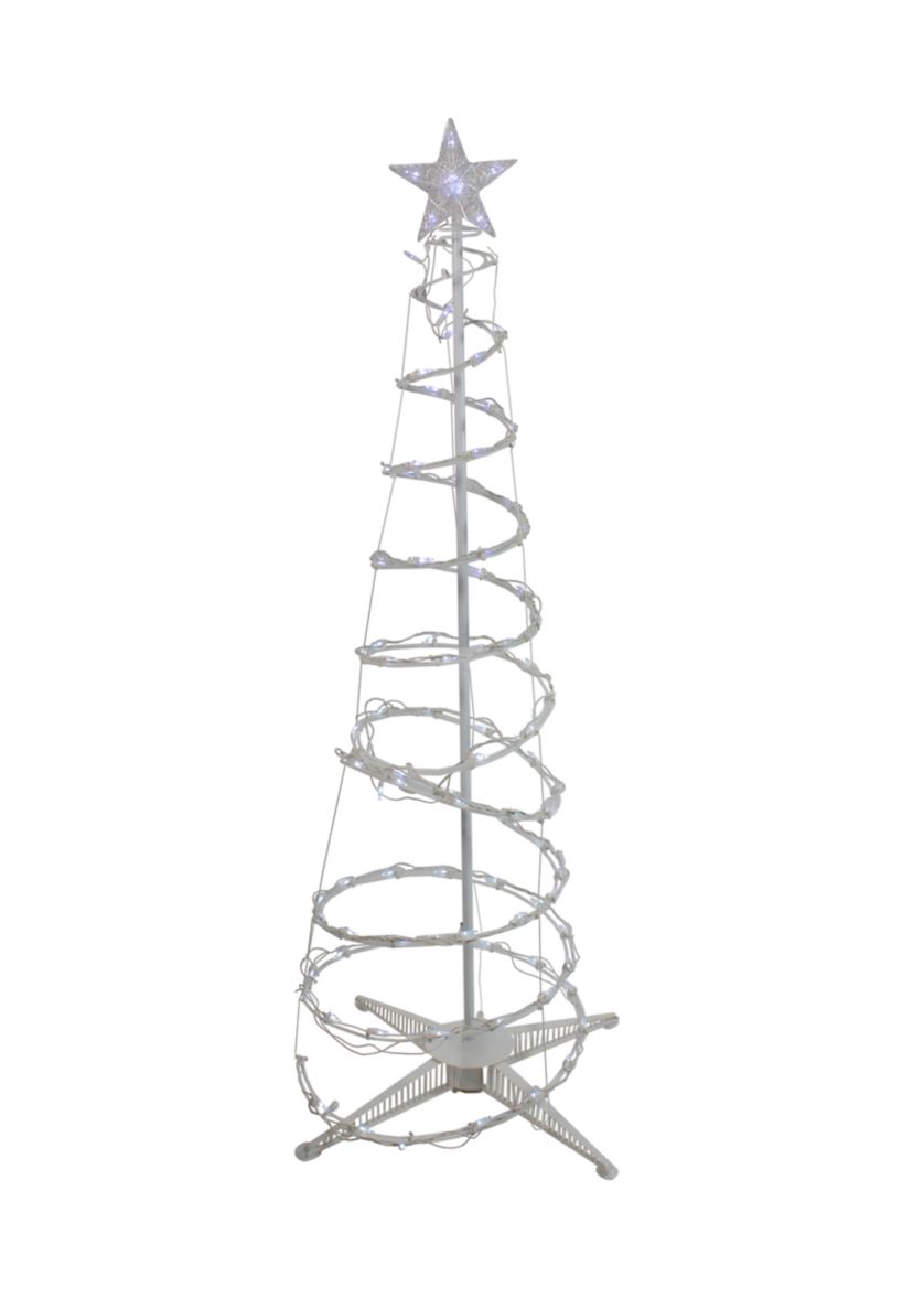 5 Pure White LED Lighted Spiral Cone Tree Outdoor Christmas Decoration