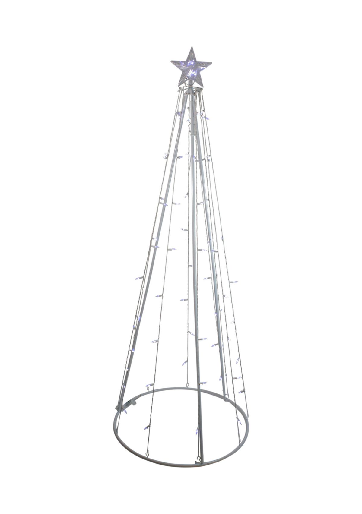6 White LED Lighted Cone Tree Outdoor Christmas Decor