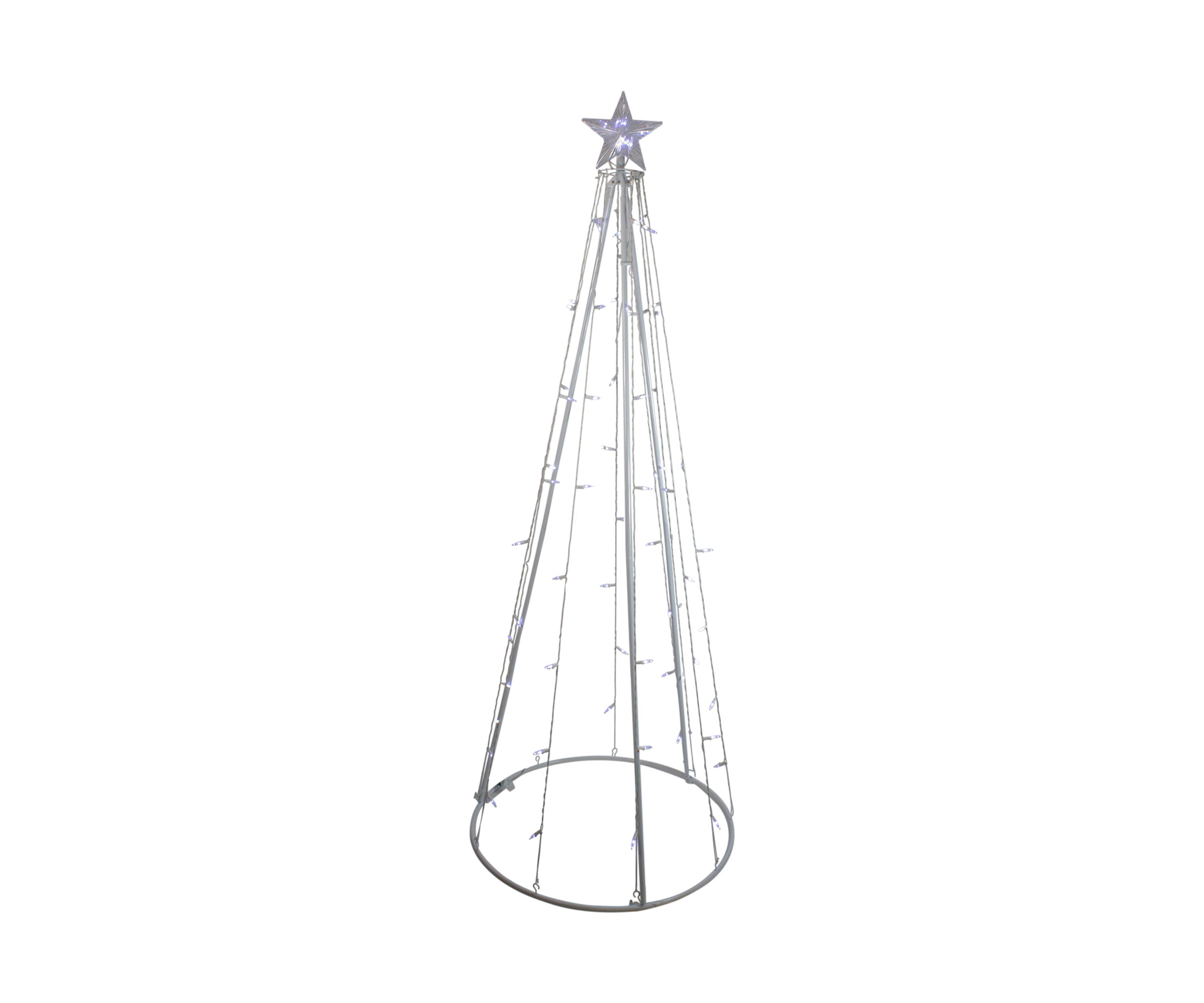 6 White LED Lighted Cone Tree Outdoor Christmas Decor