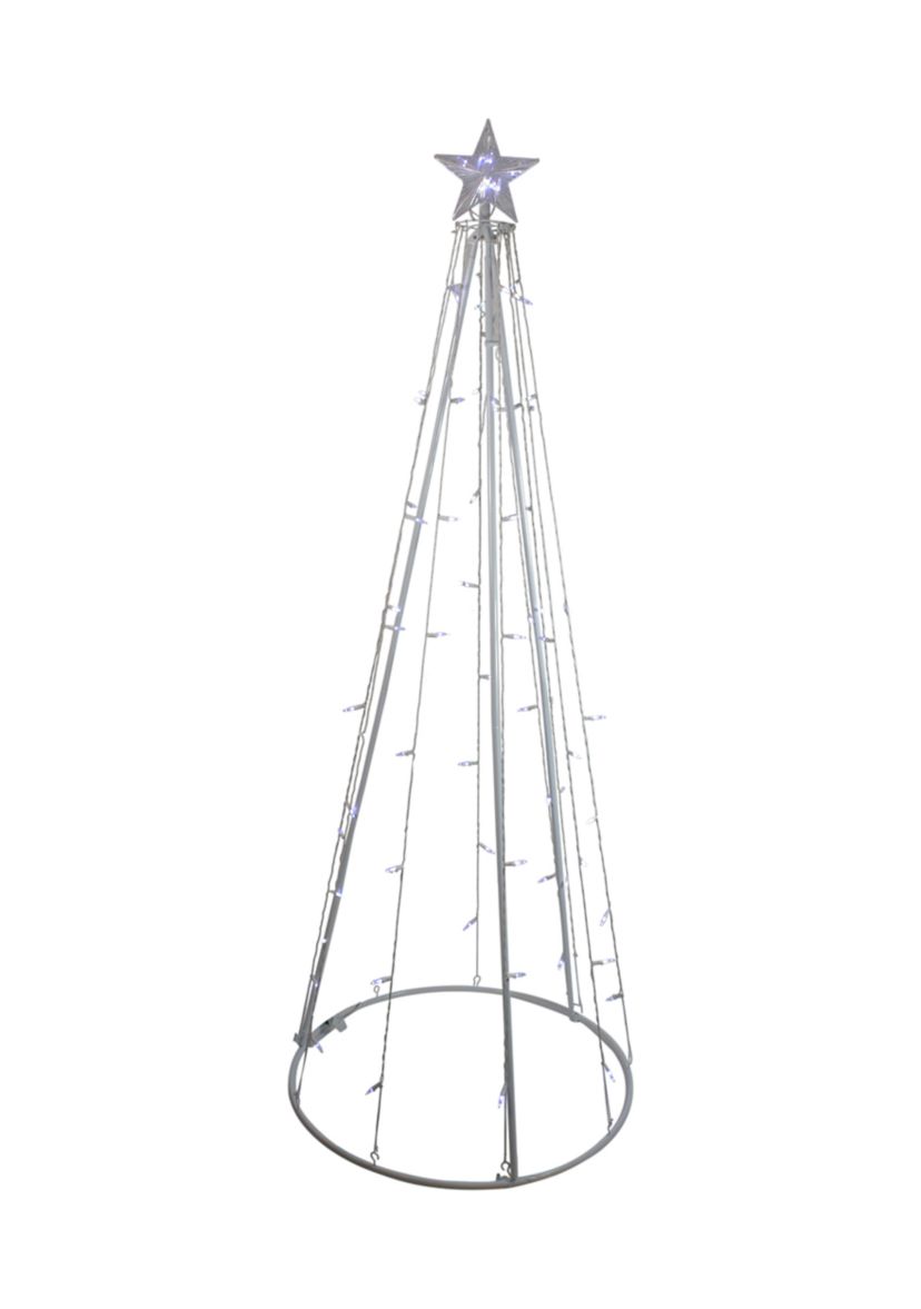 6 White LED Lighted Cone Tree Outdoor Christmas Decor