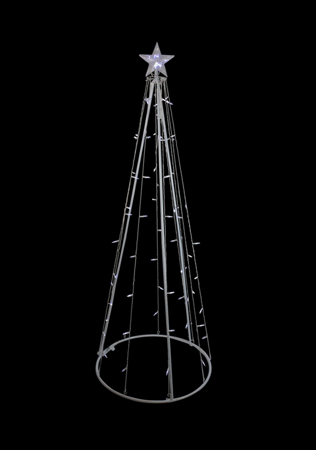 6 White LED Lighted Cone Tree Outdoor Christmas Decor