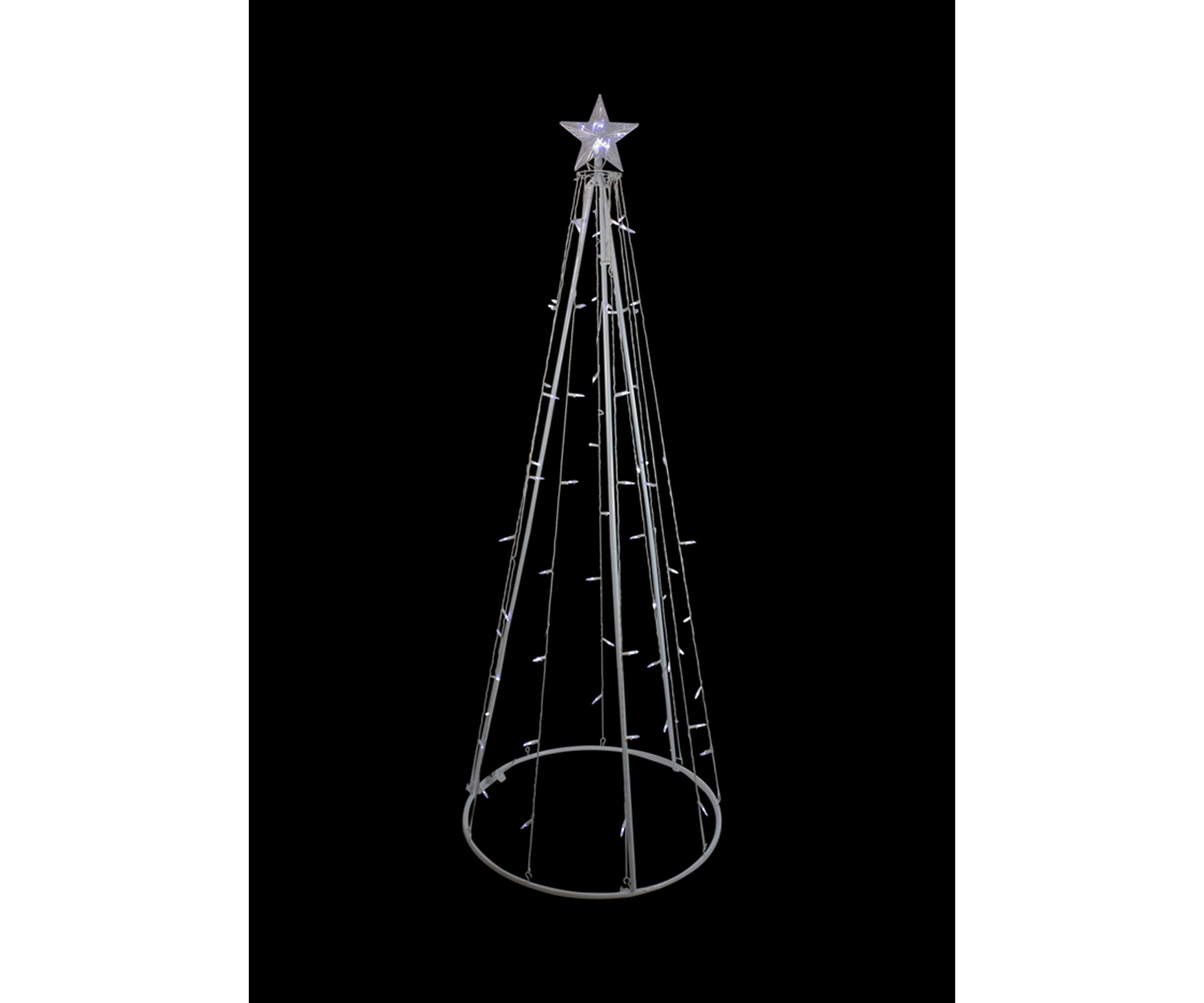 6 White LED Lighted Cone Tree Outdoor Christmas Decor