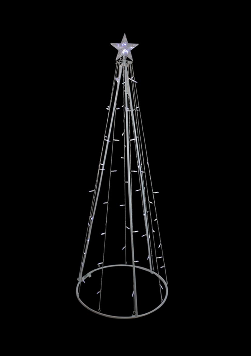 6 White LED Lighted Cone Tree Outdoor Christmas Decor