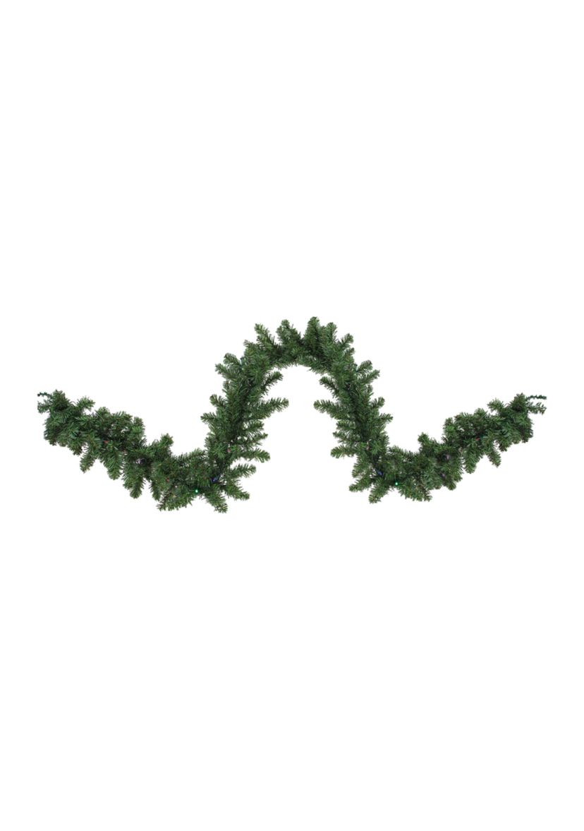 9 x 10Inch Green Pre-Lit Battery Operated LED Pine Artificial Christmas Garland - Multi Lights