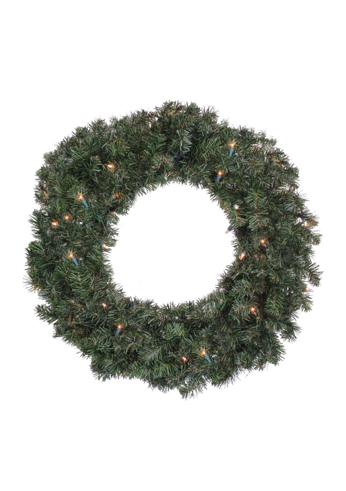 24Inch Pre-Lit Canadian Pine Artificial Christmas Wreath  Clear Lights