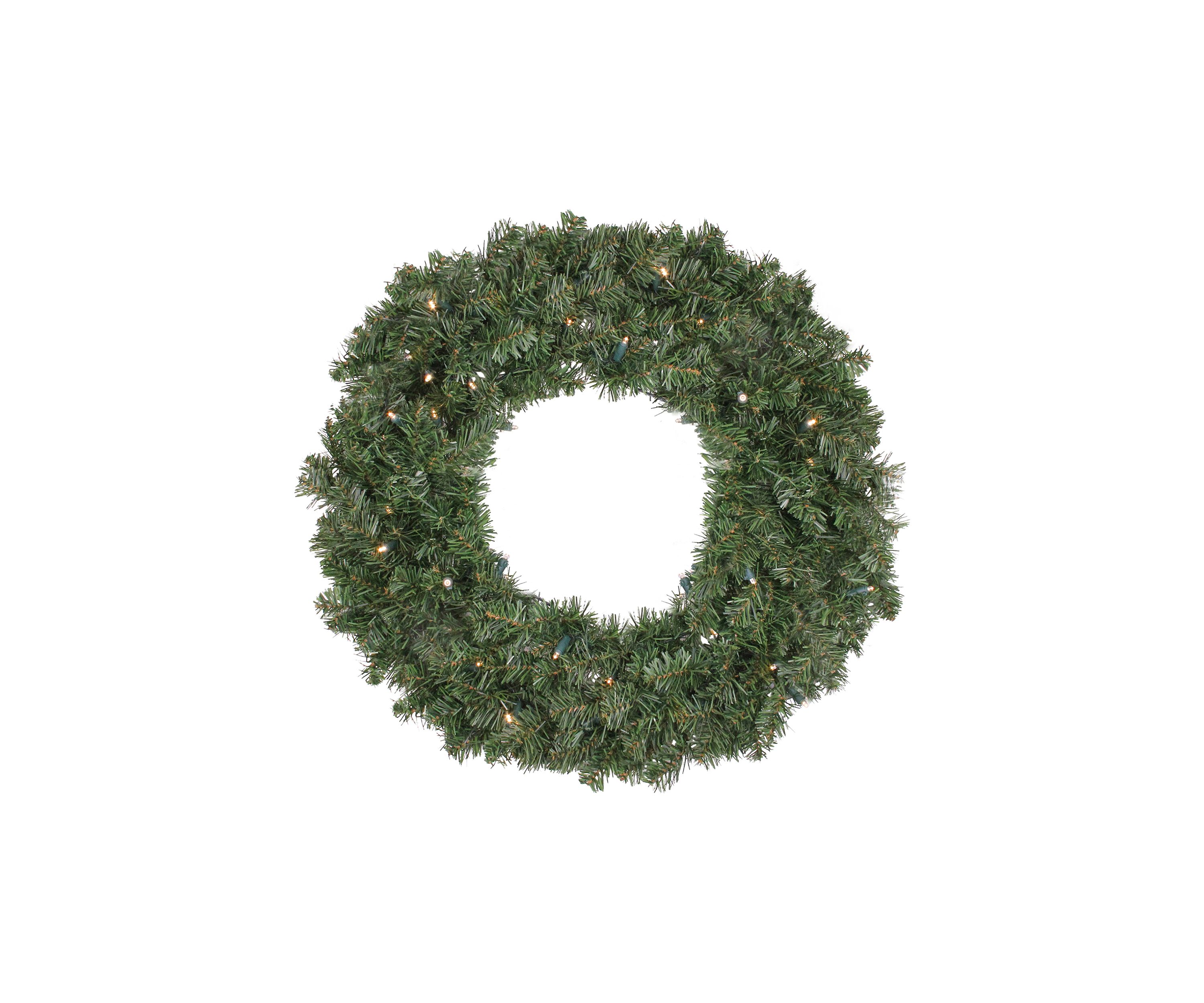 Pre-Lit Battery Operated Canadian Pine Artificial Christmas Wreath - 24-Inch  Clear Lights