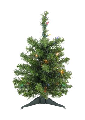 Northlight 1.5' Pre-Lit Medium Canadian Pine Artificial Christmas Tree - Multicolor Lights, Green -  0191296158459