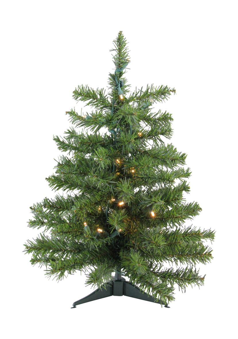 2 Pre-Lit Medium Canadian Pine Artificial Christmas Tree - Warm Clear Lights