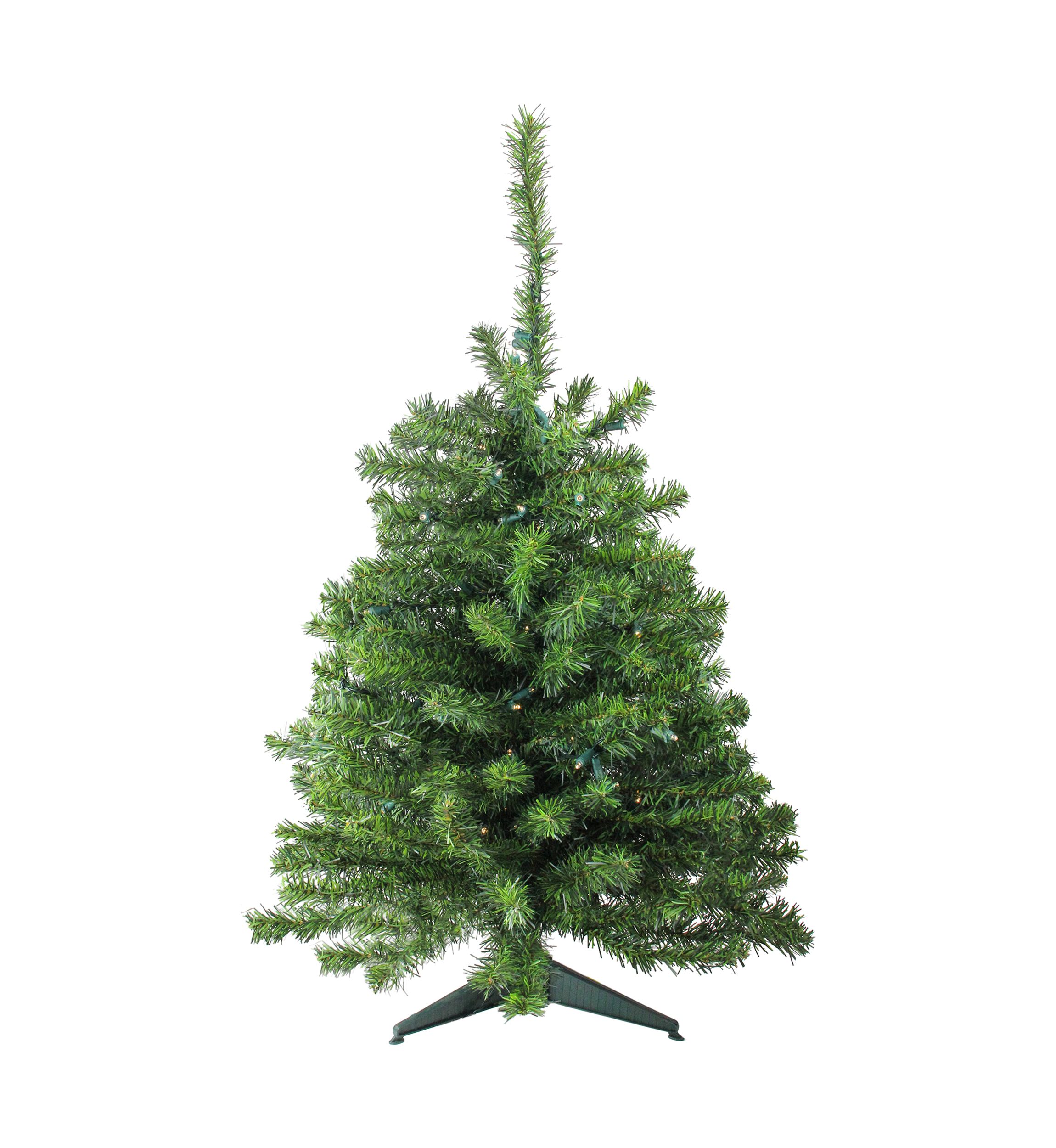 3 Pre-Lit Green Medium Canadian Pine Artificial Christmas Tree - Clear and White LED Lights