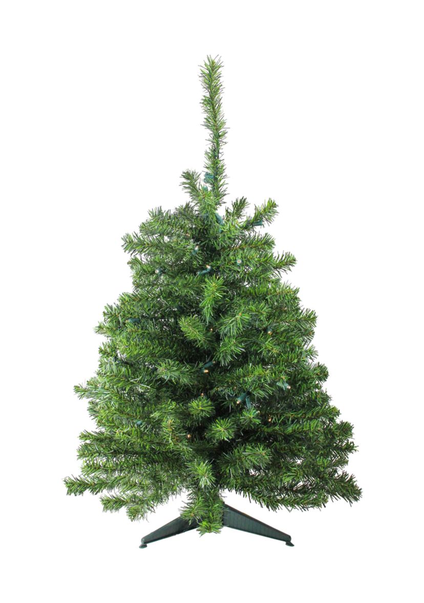 3 Pre-Lit Green Medium Canadian Pine Artificial Christmas Tree - Clear and White LED Lights