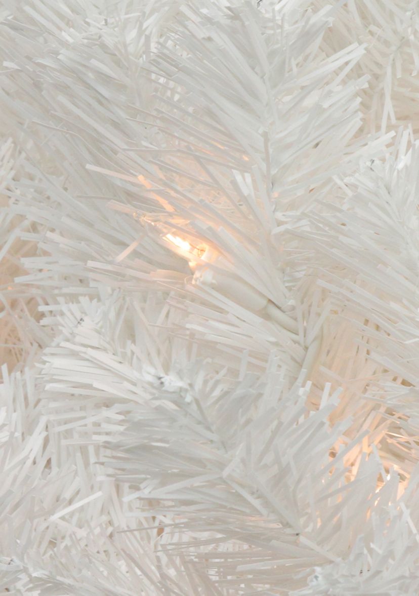 Pre-Lit Snow White Artificial Christmas Wreath - 24-Inch  Clear Lights