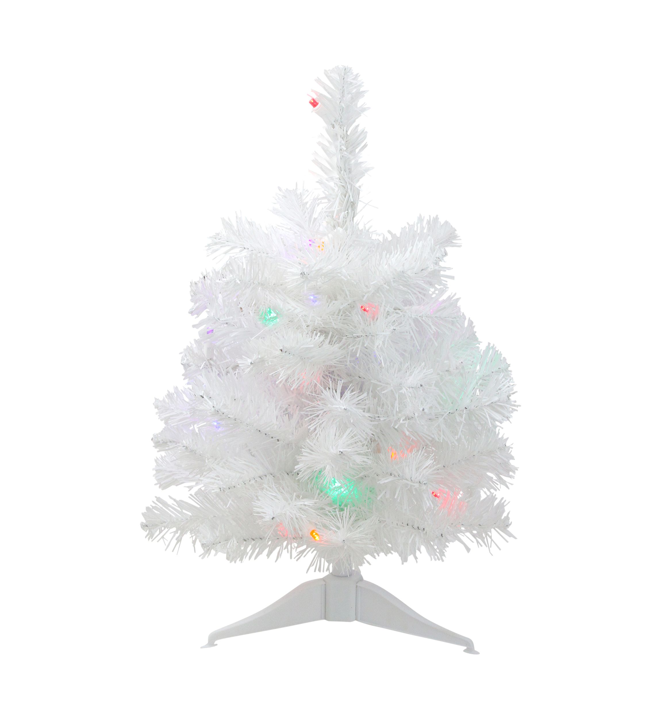 18Inch Pre-Lit Snow White Artificial Christmas Tree - Multicolor Lights
