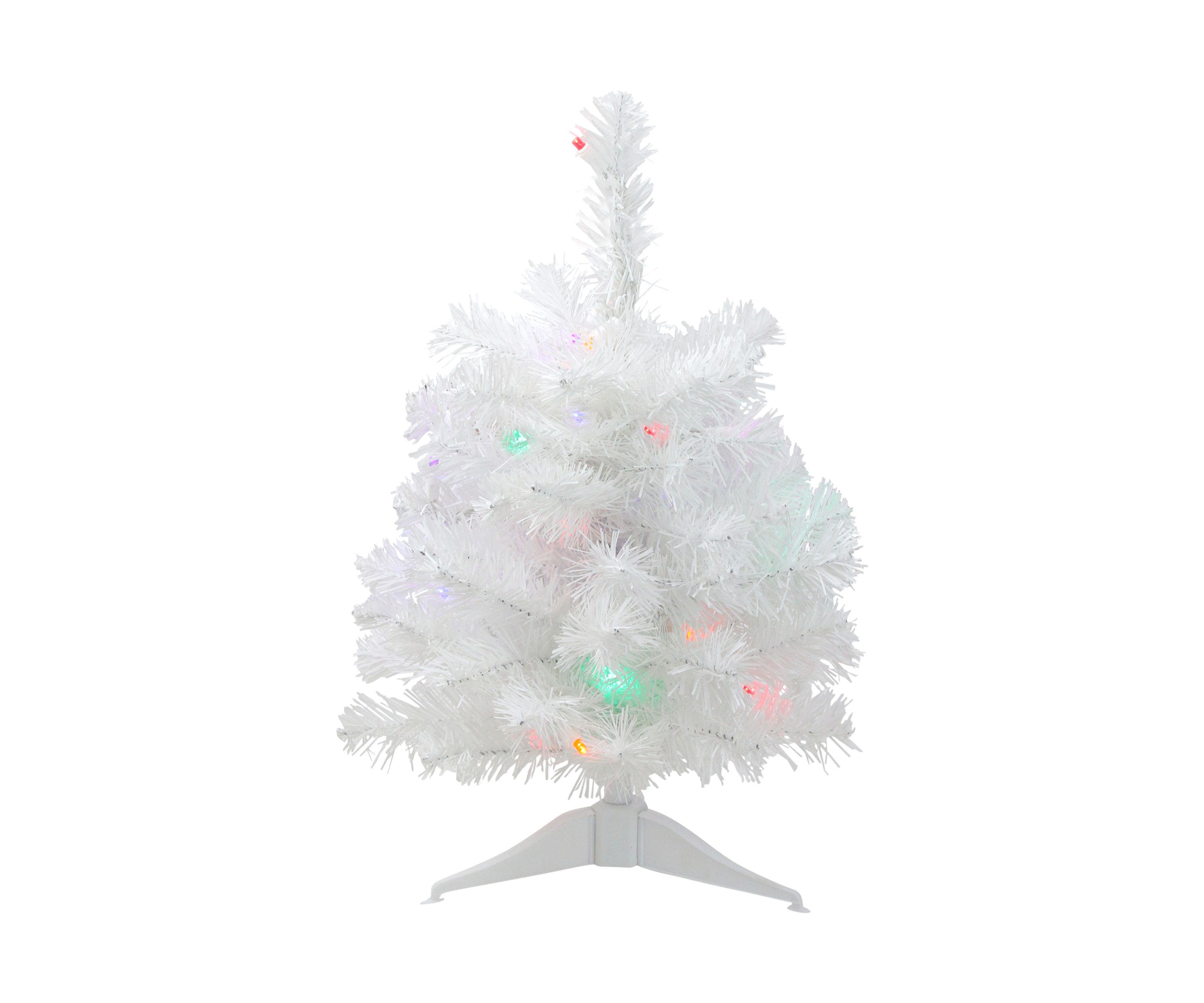 18Inch Pre-Lit Snow White Artificial Christmas Tree - Multicolor Lights