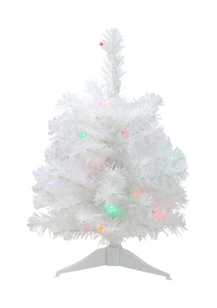 18Inch Pre-Lit Snow White Artificial Christmas Tree - Multicolor Lights
