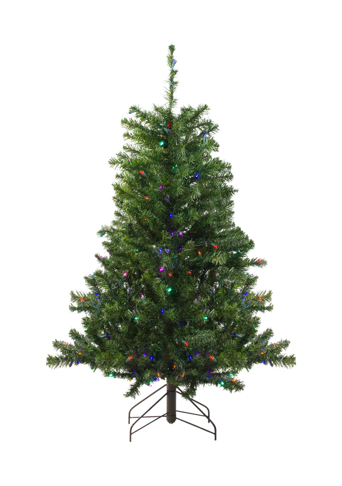 4 Pre-Lit Medium Canadian Pine Artificial Christmas Tree - Multicolor LED Lights