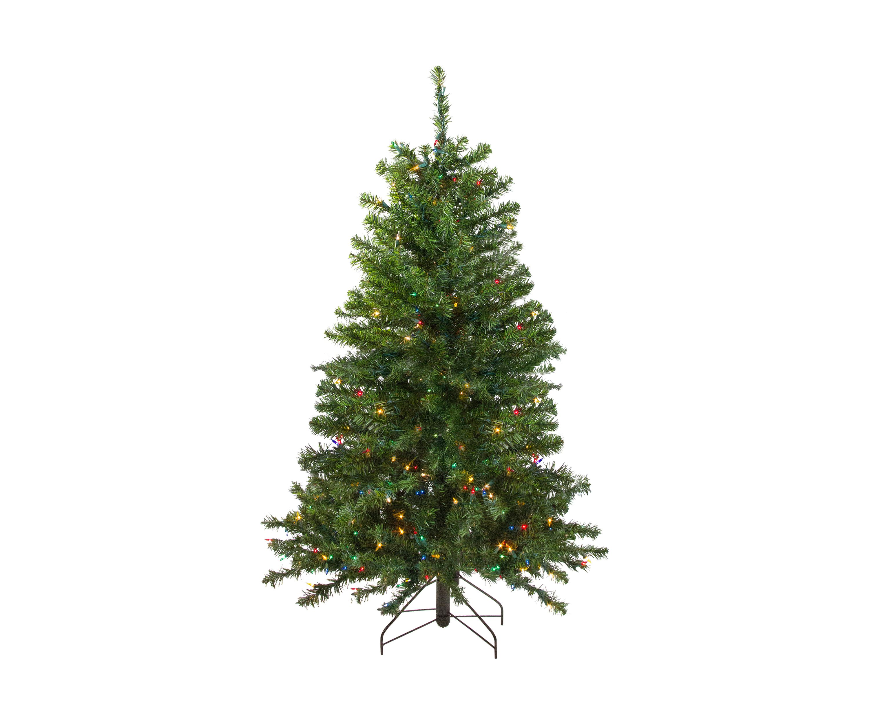 4 Pre-Lit Full Canadian Pine Artificial Christmas Tree - Multicolor Lights