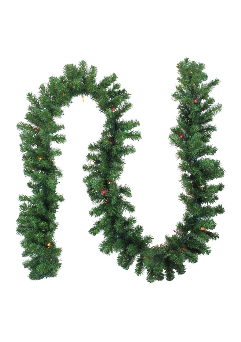 9 x 10" Pre-Lit Oak Creek Pine Artificial Christmas Garland - Multi Lights