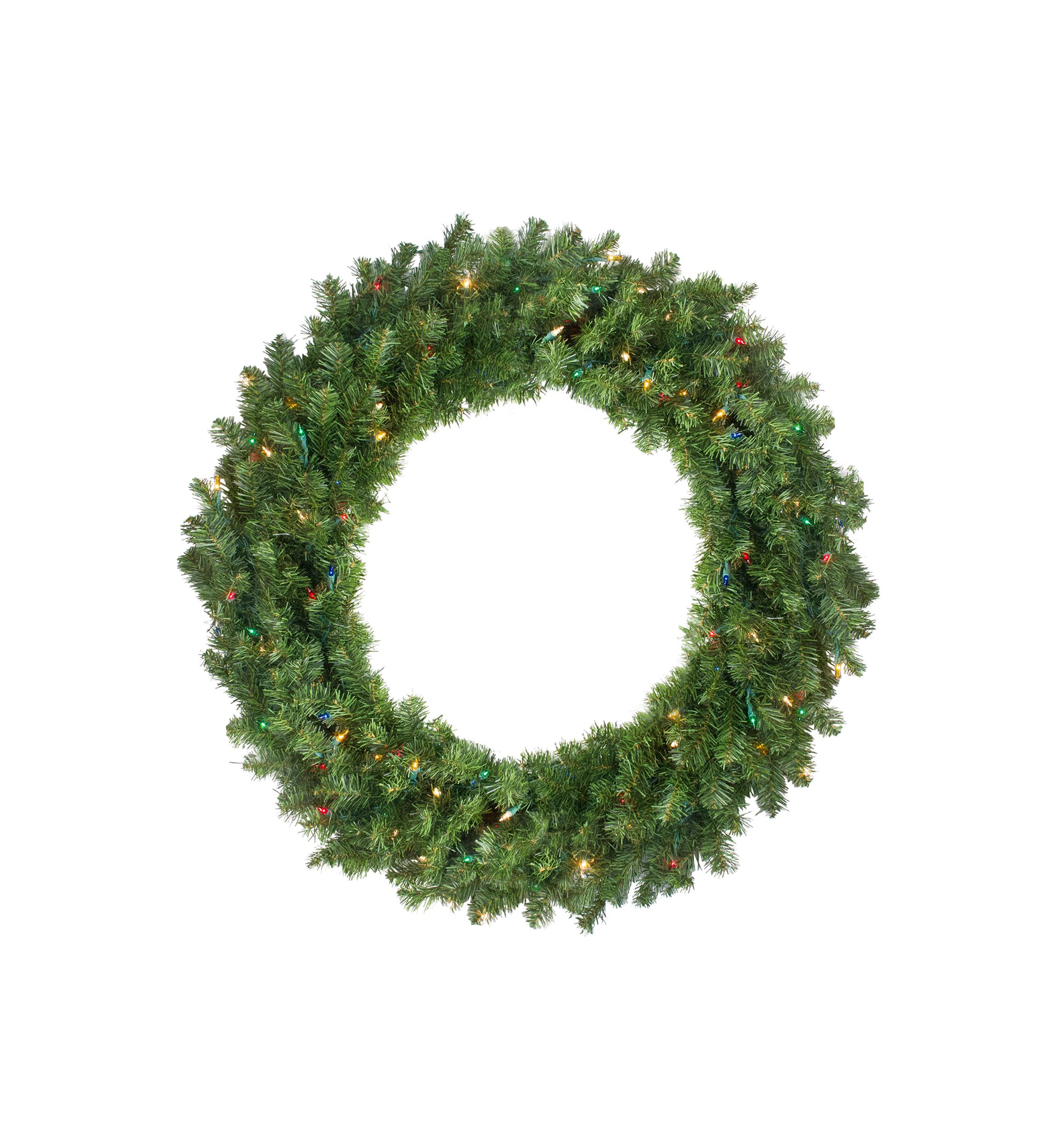 Pre-Lit Canadian Pine Artificial Christmas Wreath - 30-Inch  Multi Lights