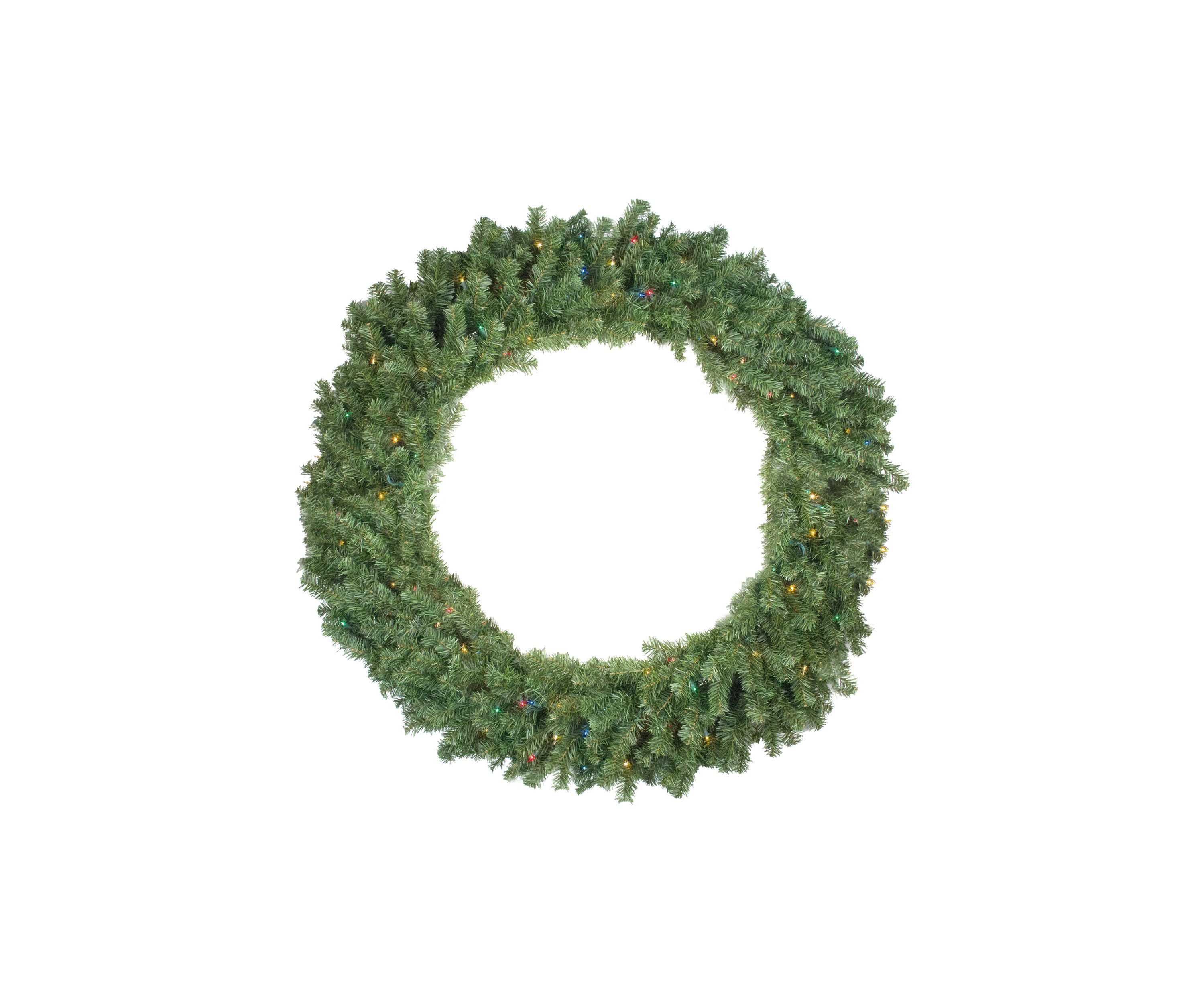 Pre-Lit Canadian Pine Artificial Christmas Wreath - 48-Inch  Multicolor Lights