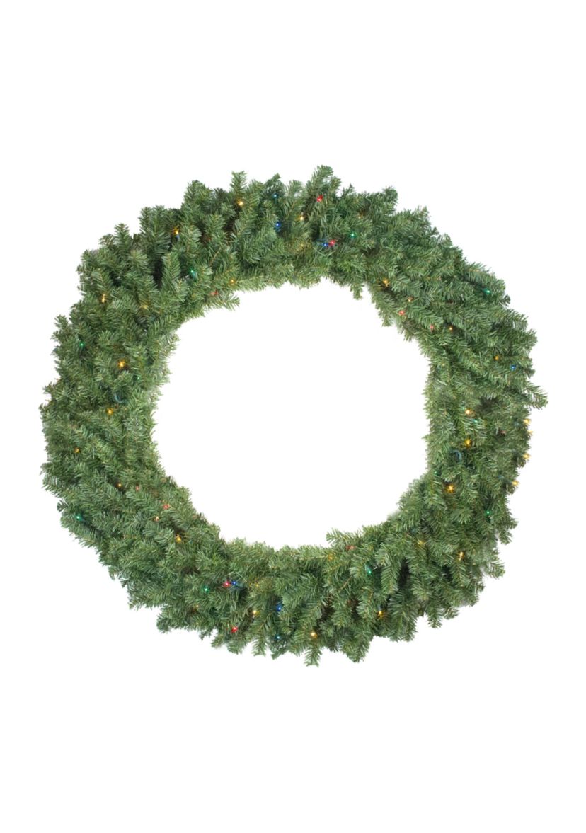 Pre-Lit Canadian Pine Artificial Christmas Wreath - 48-Inch  Multicolor Lights