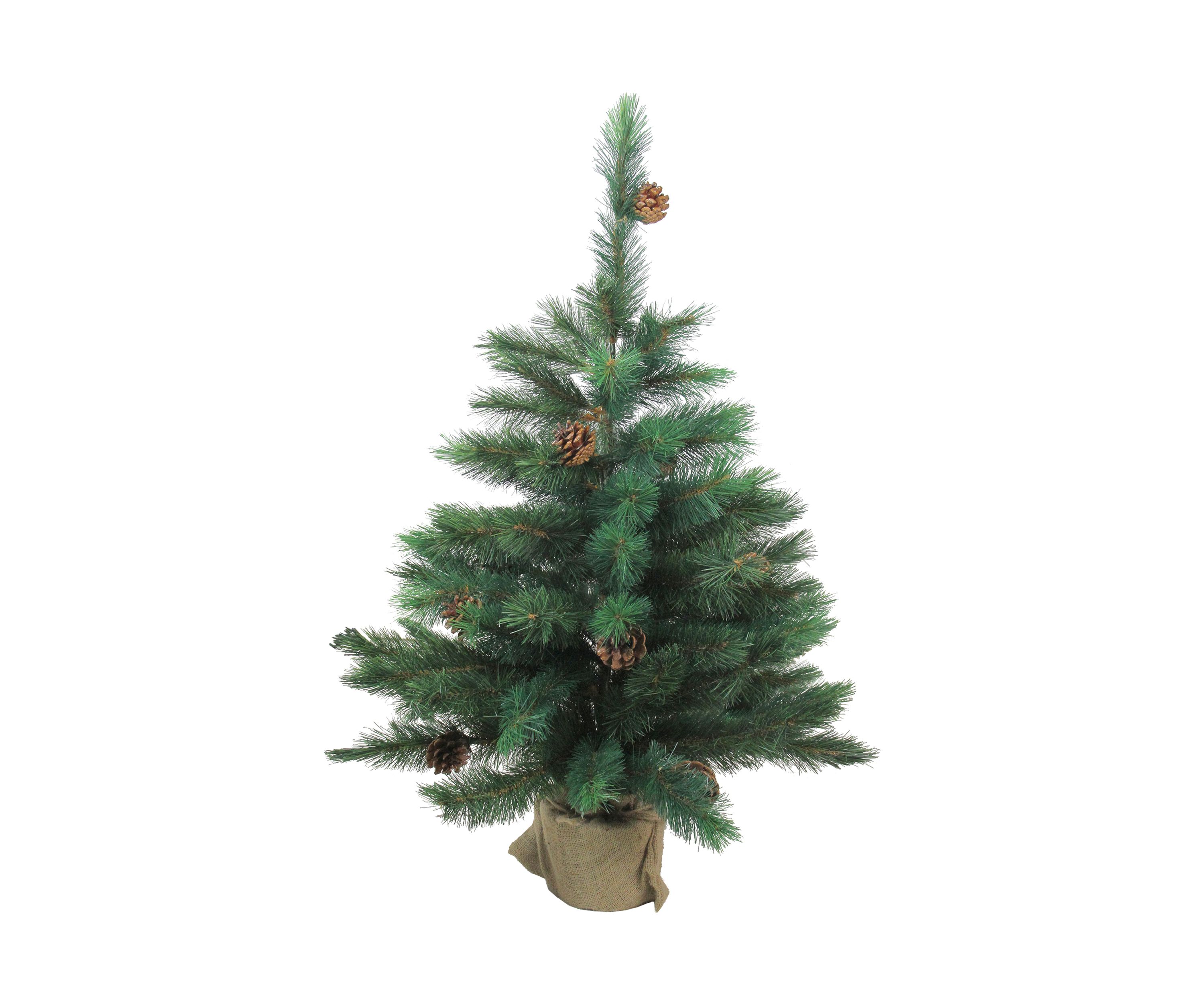 3 Potted Royal Oregon Pine Burlap Base Full Artificial Christmas Tree - Unlit