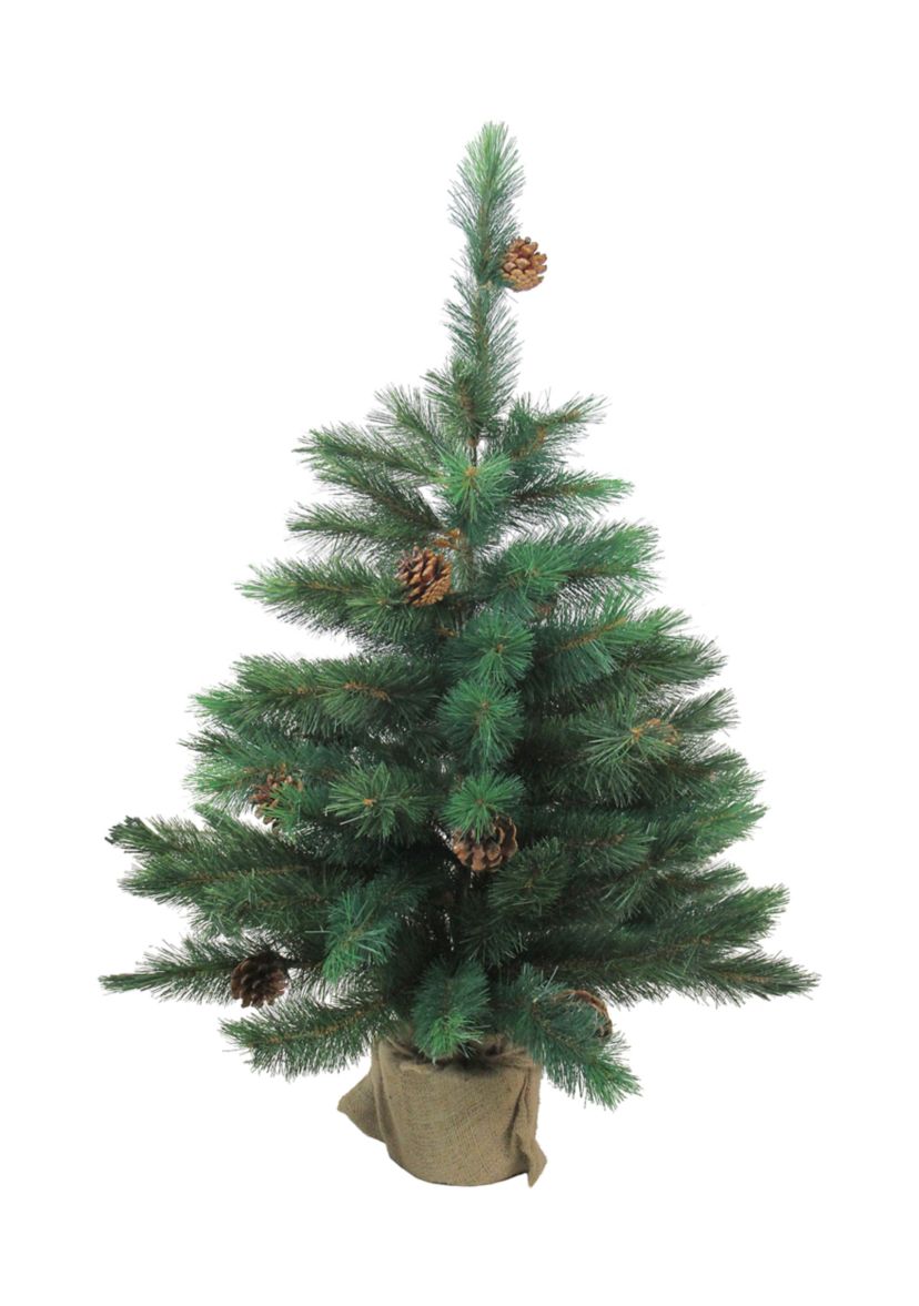 3 Potted Royal Oregon Pine Burlap Base Full Artificial Christmas Tree - Unlit